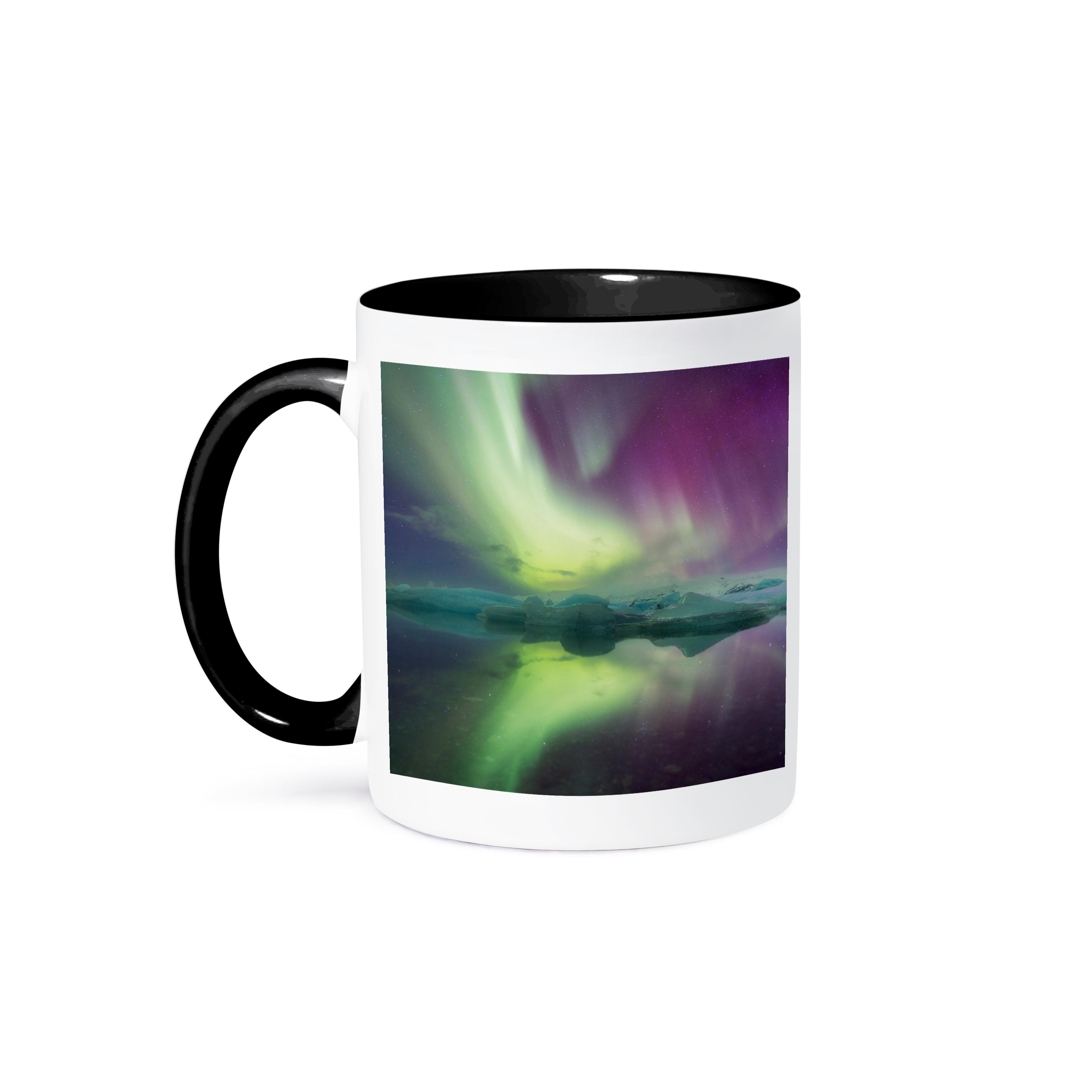 3dRose, Island, Jokulsarlon. Aurora Lichter reflektieren in Lagune. , Tasse - Bild 22 von 99