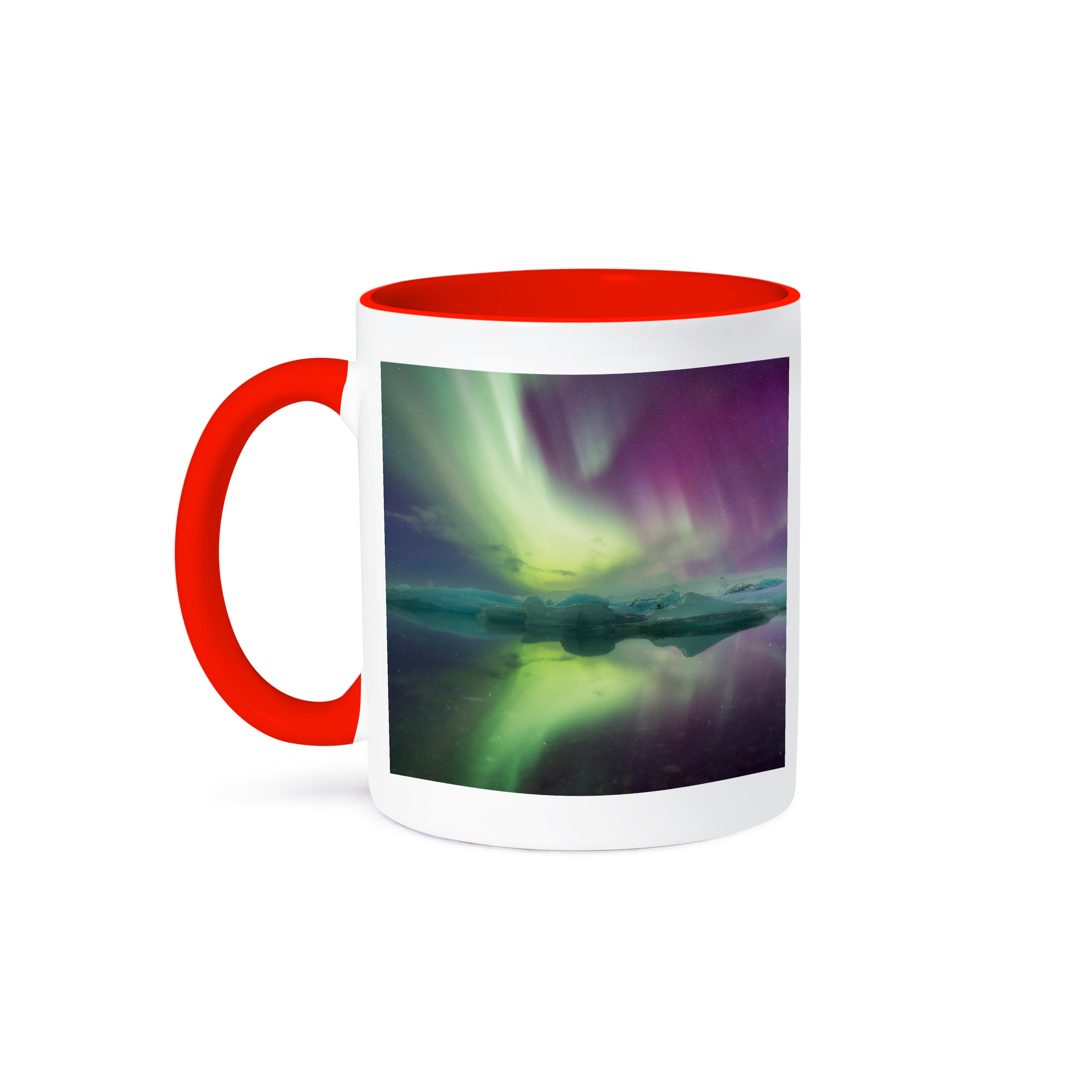 3dRose, Island, Jokulsarlon. Aurora Lichter reflektieren in Lagune. , Tasse - Bild 29 von 99