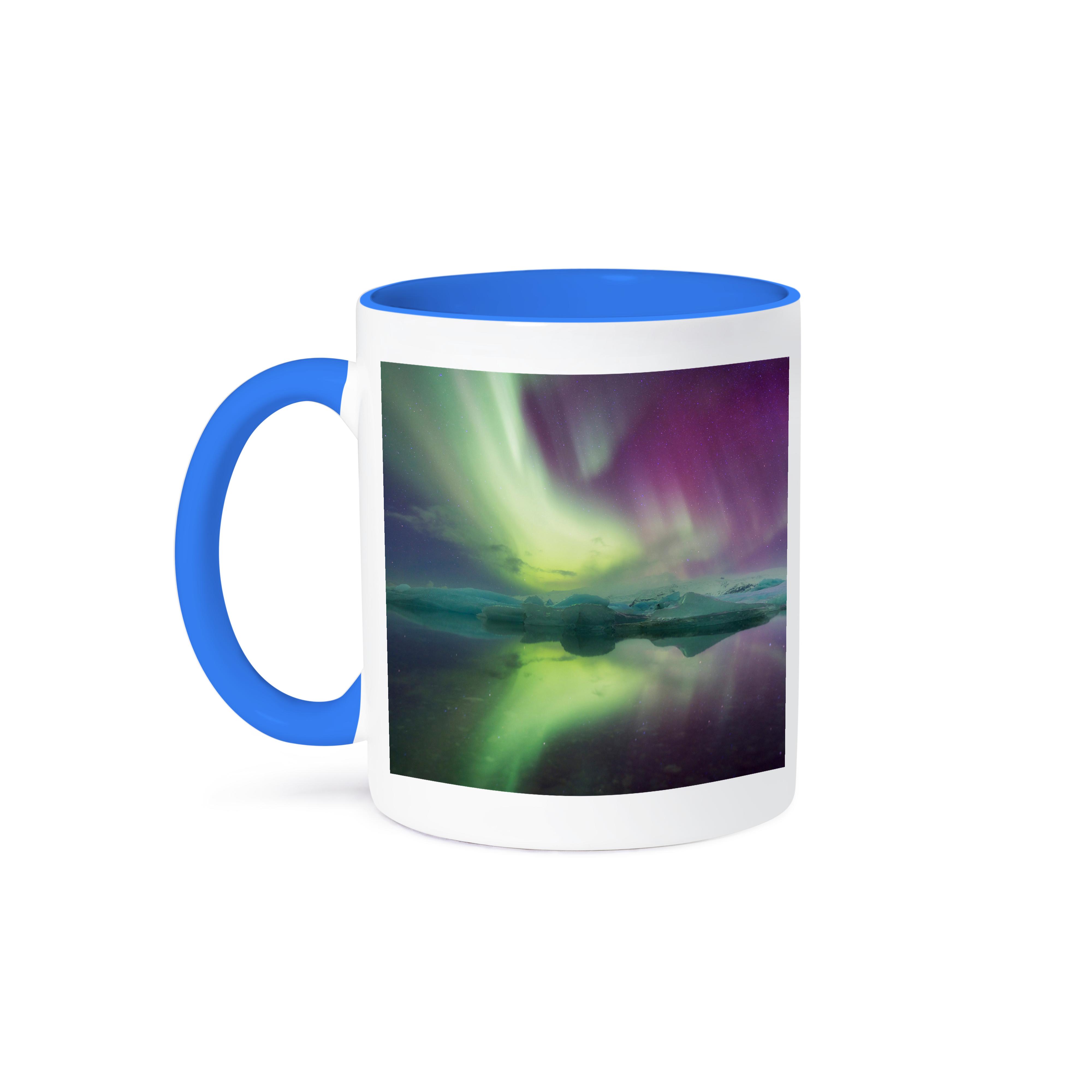 3dRose, Island, Jokulsarlon. Aurora Lichter reflektieren in Lagune. , Tasse - Bild 43 von 99
