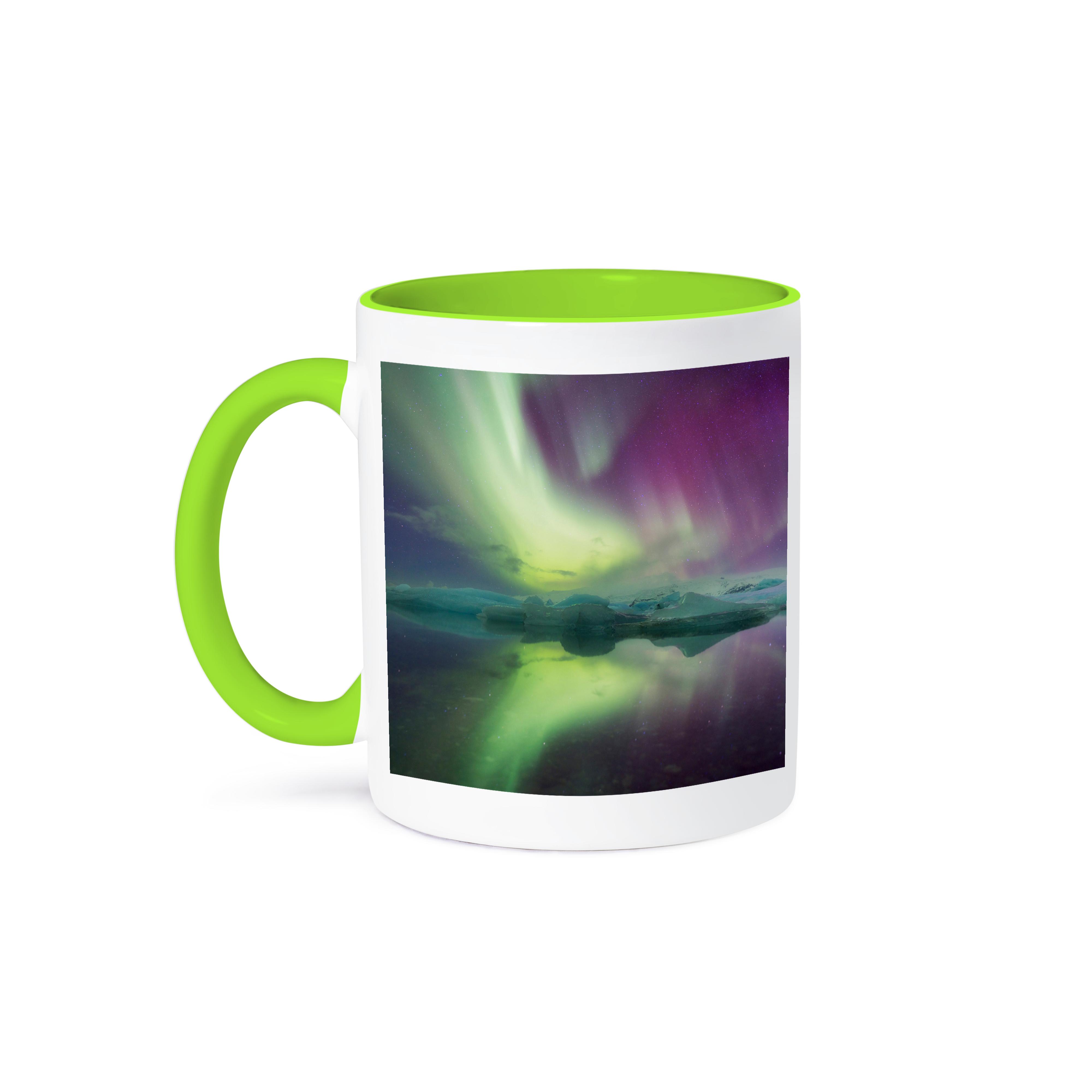 3dRose, Island, Jokulsarlon. Aurora Lichter reflektieren in Lagune. , Tasse - Bild 36 von 99