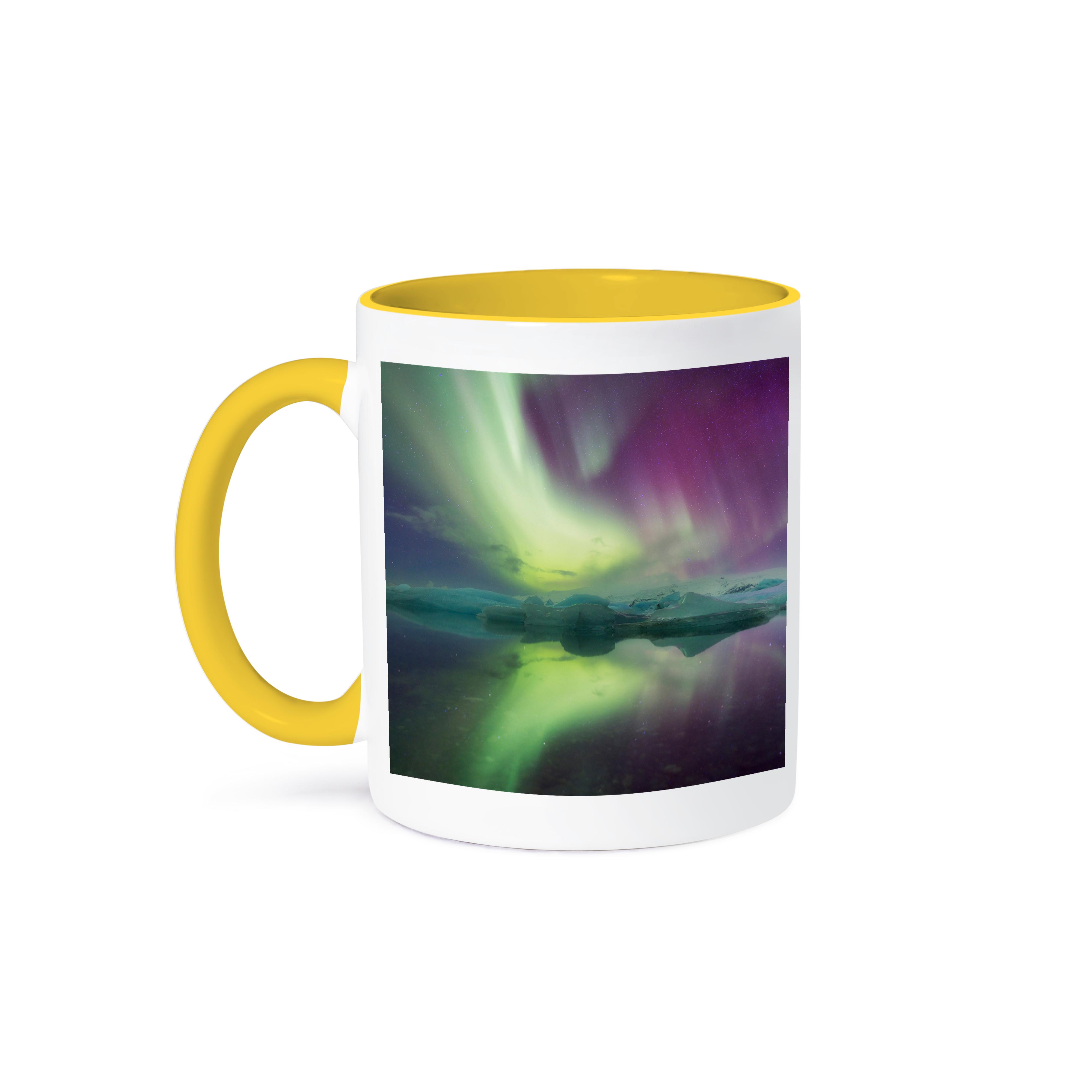 3dRose, Island, Jokulsarlon. Aurora Lichter reflektieren in Lagune. , Tasse - Bild 8 von 99