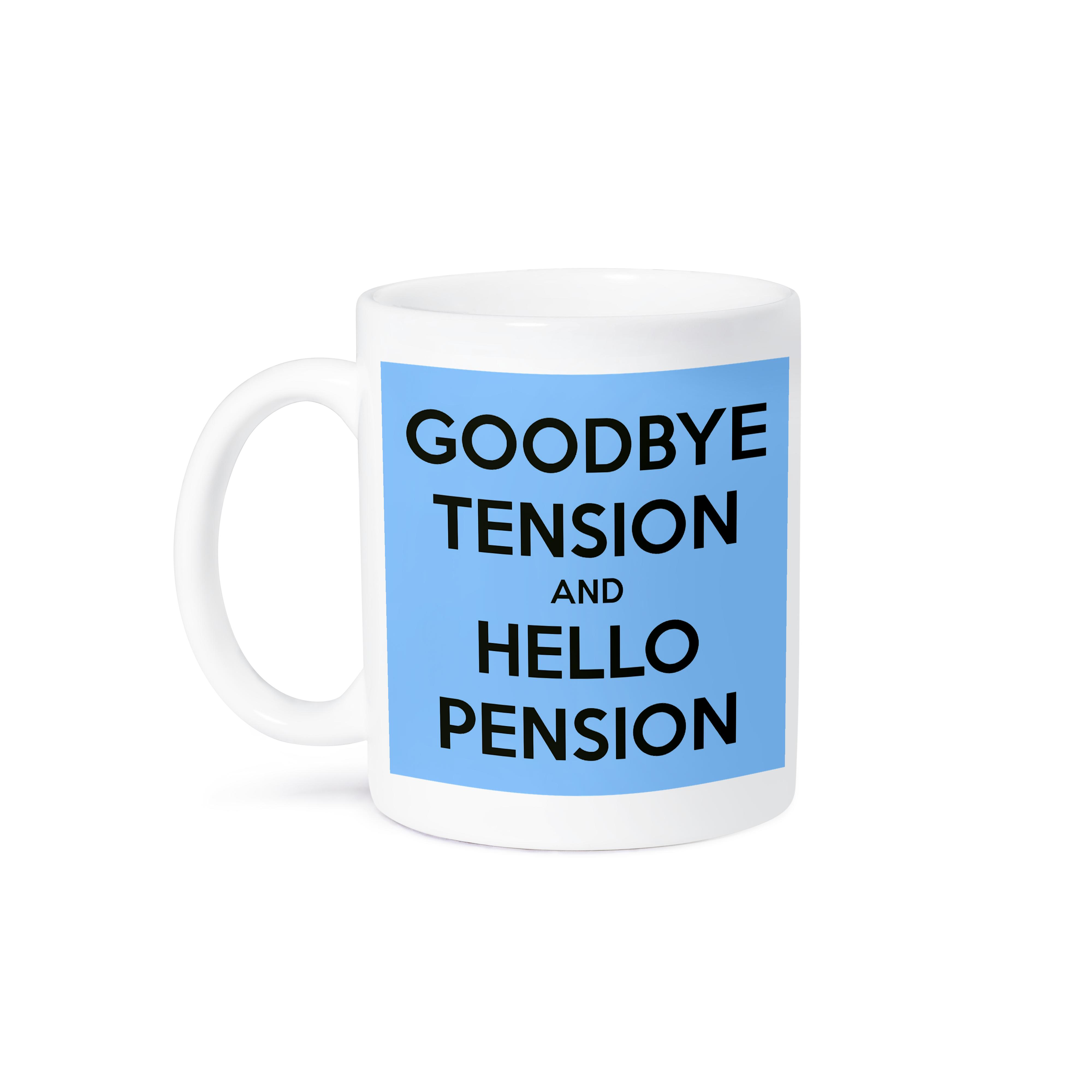 3dRose, Goodbye tension and hello pension. Blue and Black., Mug - Picture 29 of 99