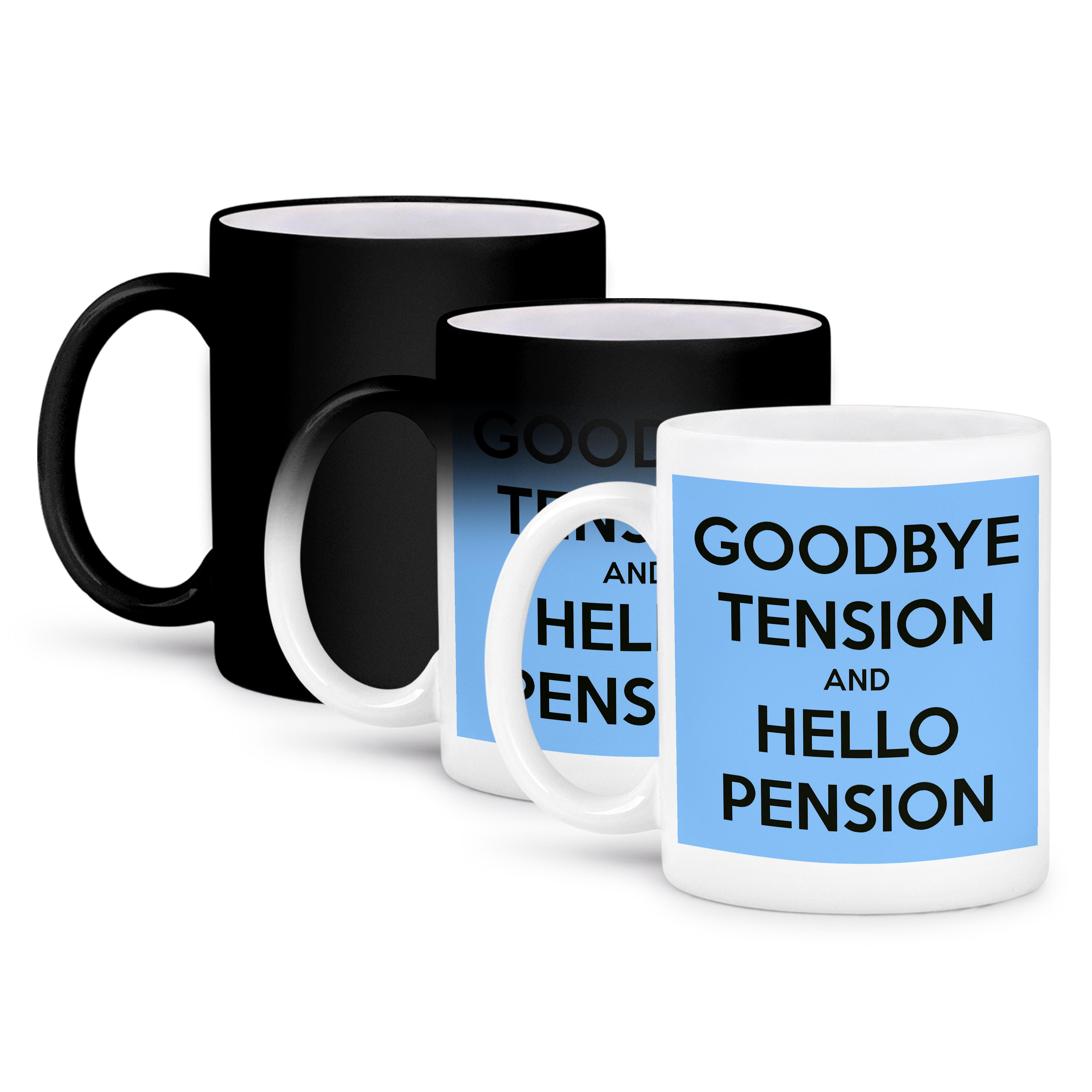 3dRose, Goodbye tension and hello pension. Blue and Black., Mug - Picture 57 of 99