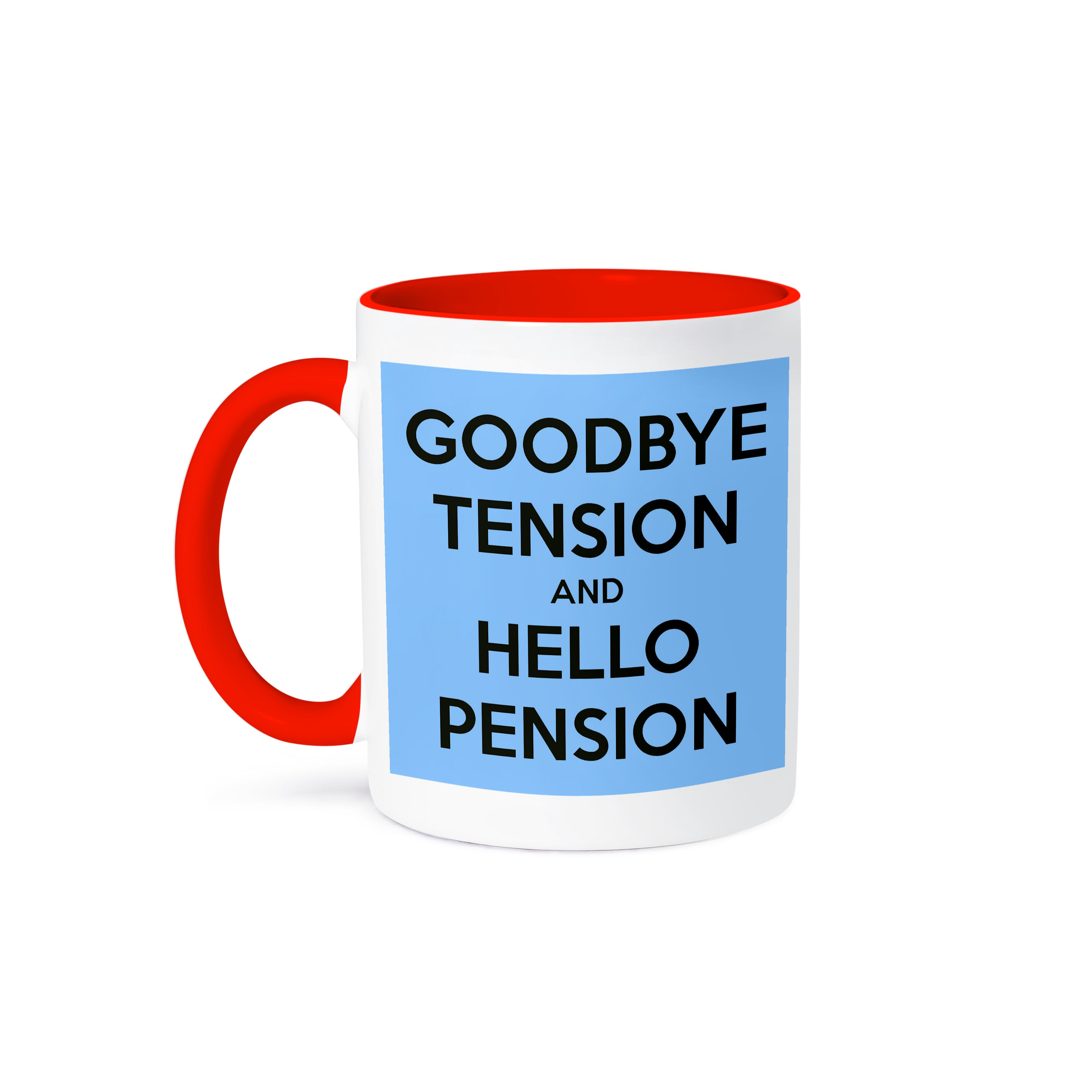 3dRose, Goodbye tension and hello pension. Blue and Black., Mug - Picture 8 of 99