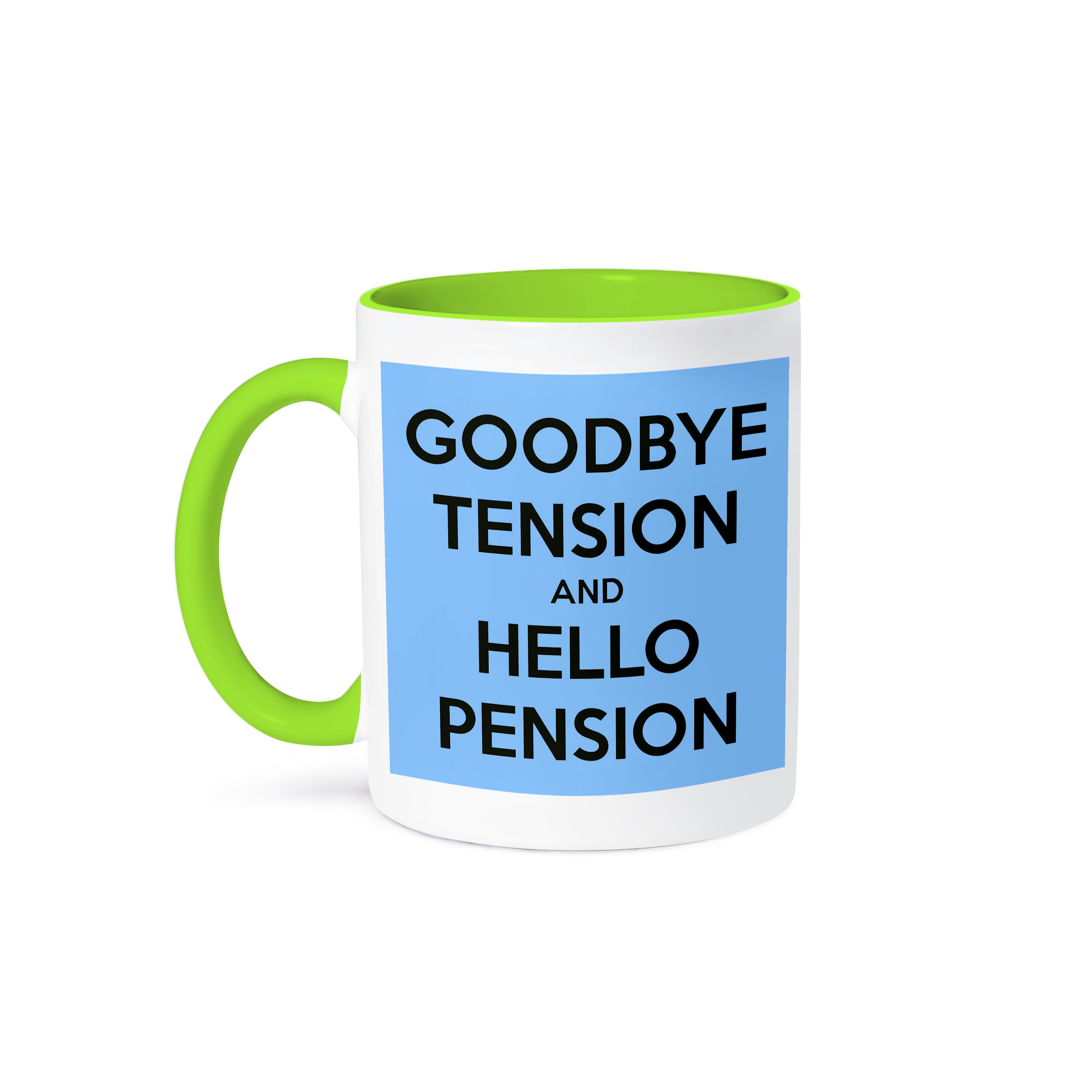 3dRose, Goodbye tension and hello pension. Blue and Black., Mug - Picture 79 of 99
