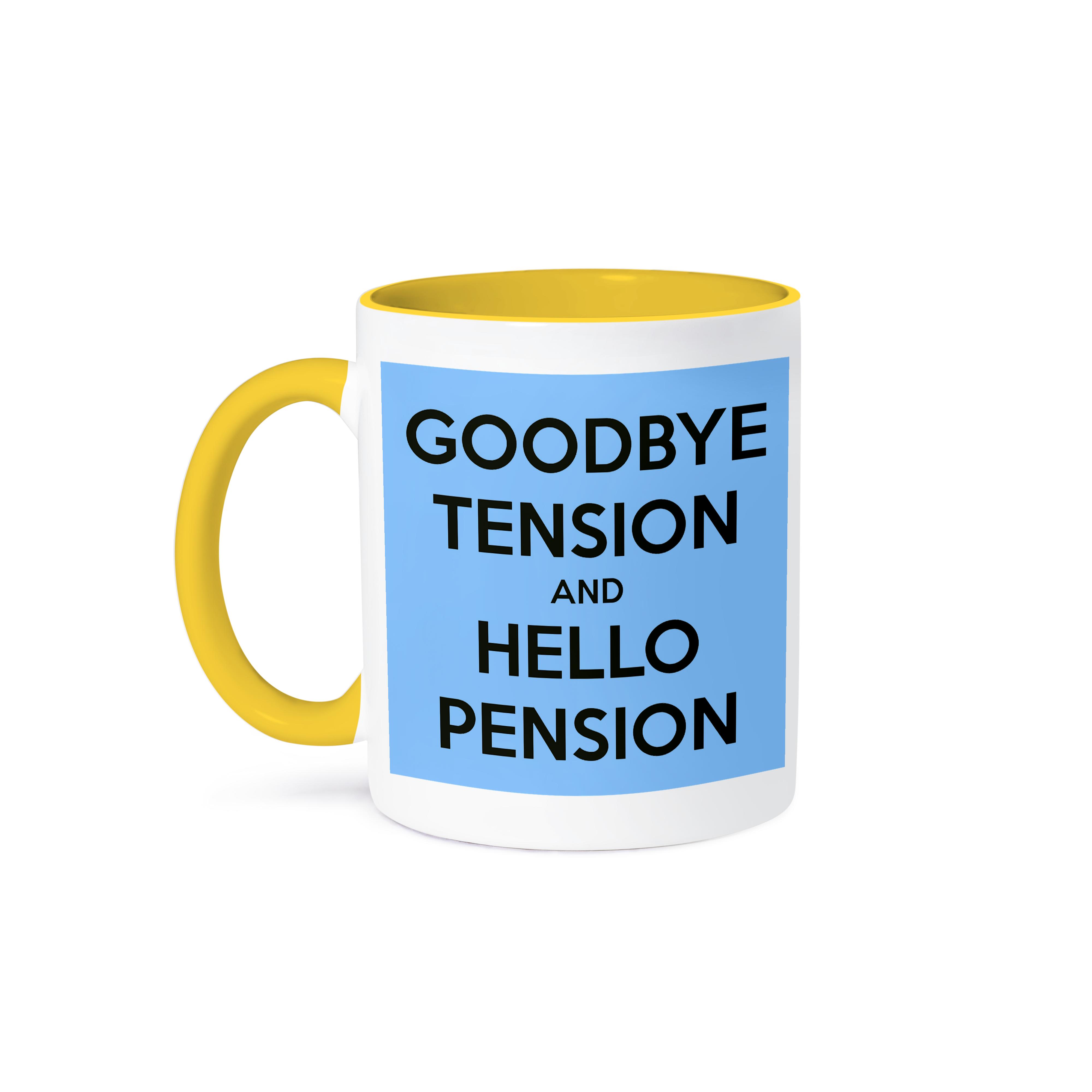 3dRose, Goodbye tension and hello pension. Blue and Black., Mug - Picture 36 of 99