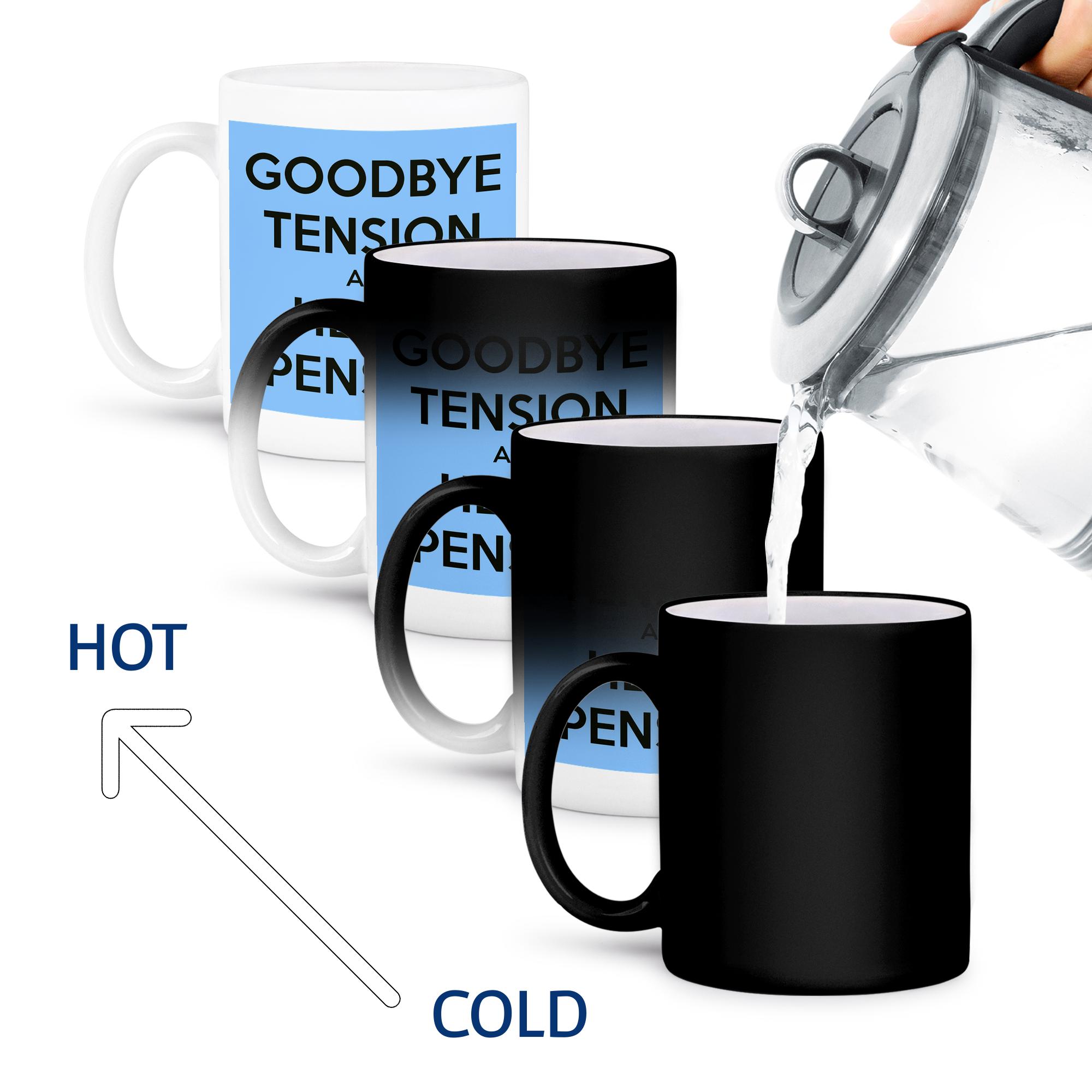 3dRose, Goodbye tension and hello pension. Blue and Black., Mug - Picture 60 of 99