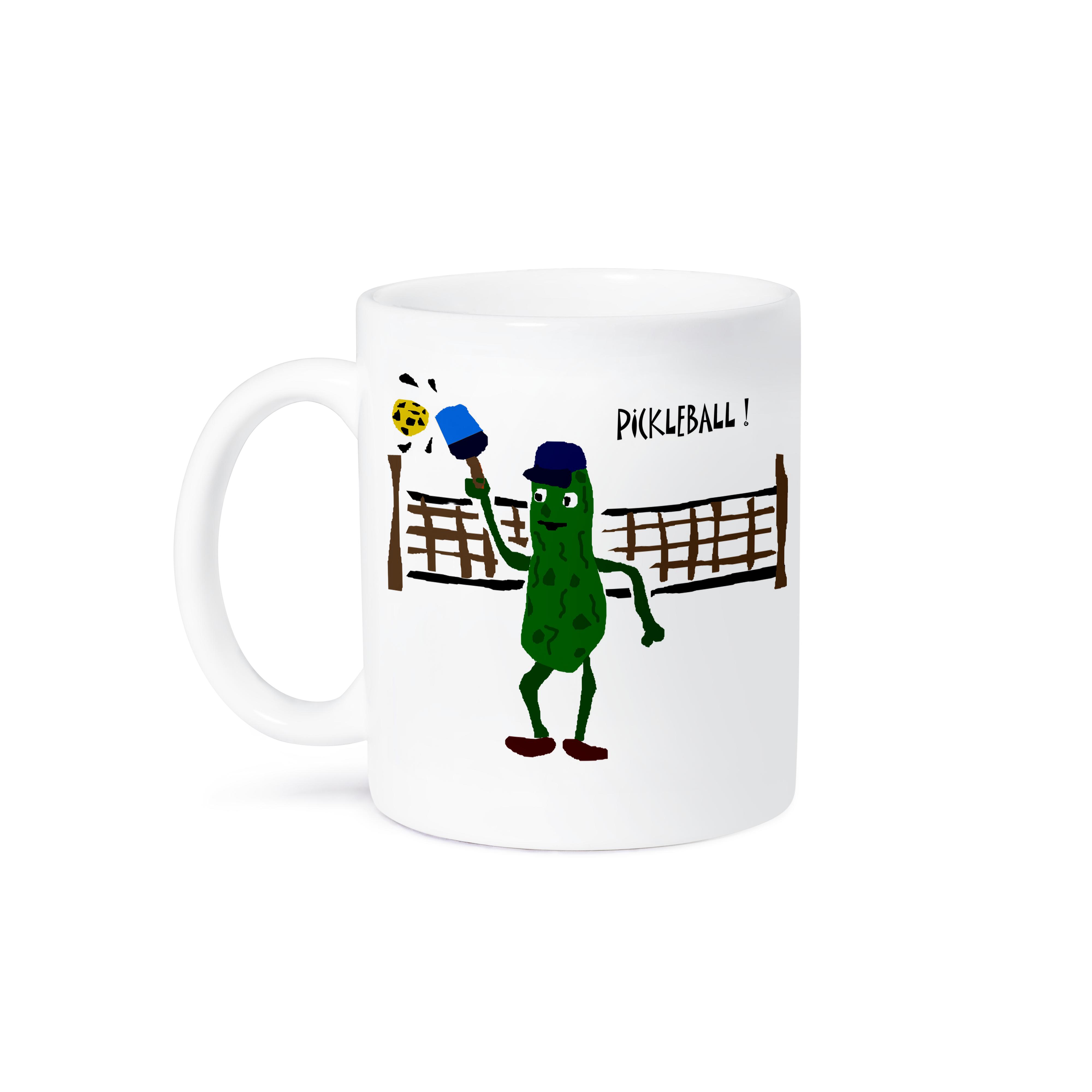 3dRose Funny Pickleball Pickle Playing Pickleball - Mugs (mug_200114)
