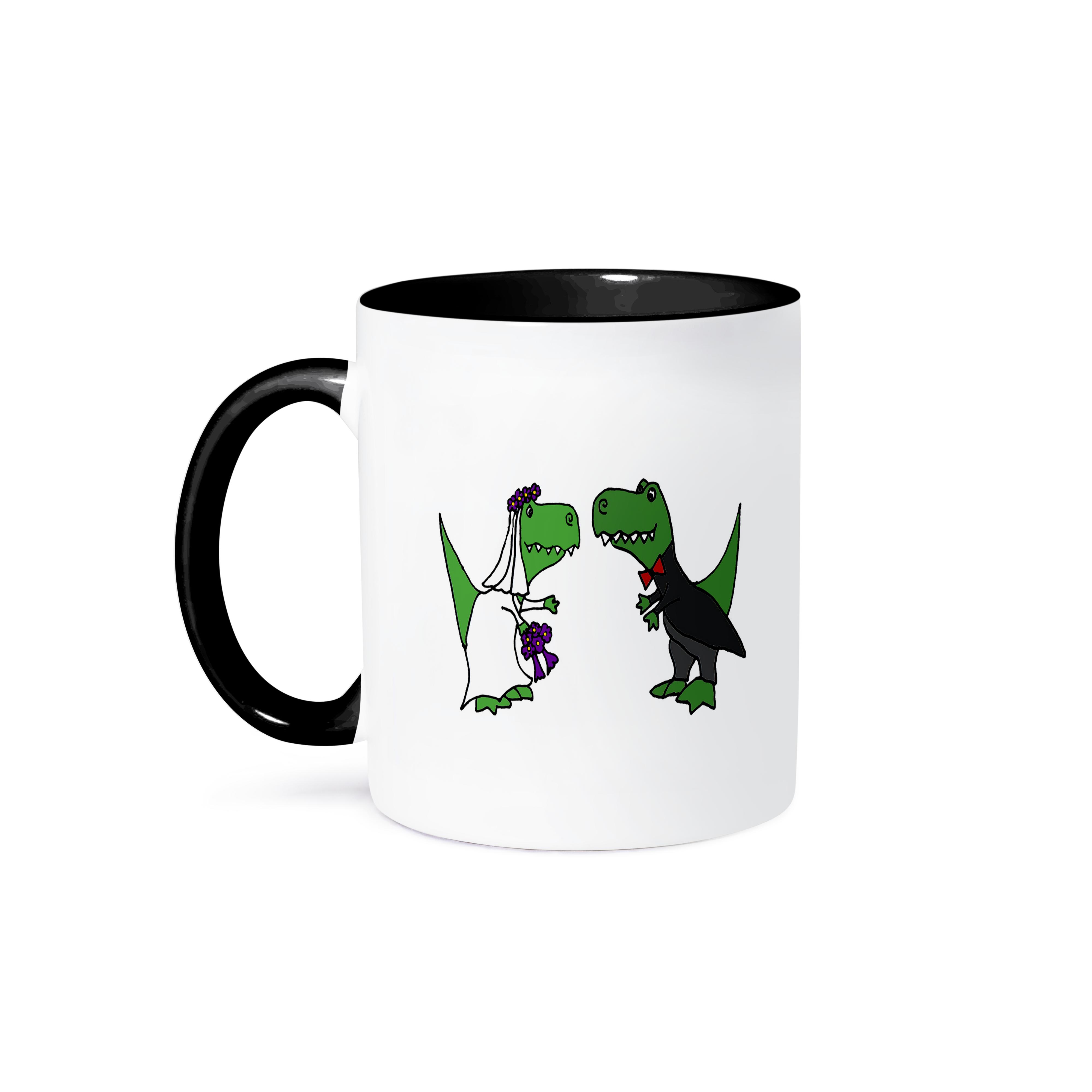 3dRose, Divertido Arte de Boda de Novia y Novio Dinosaurios Trex Verde, Taza - Imagen 22 de 99