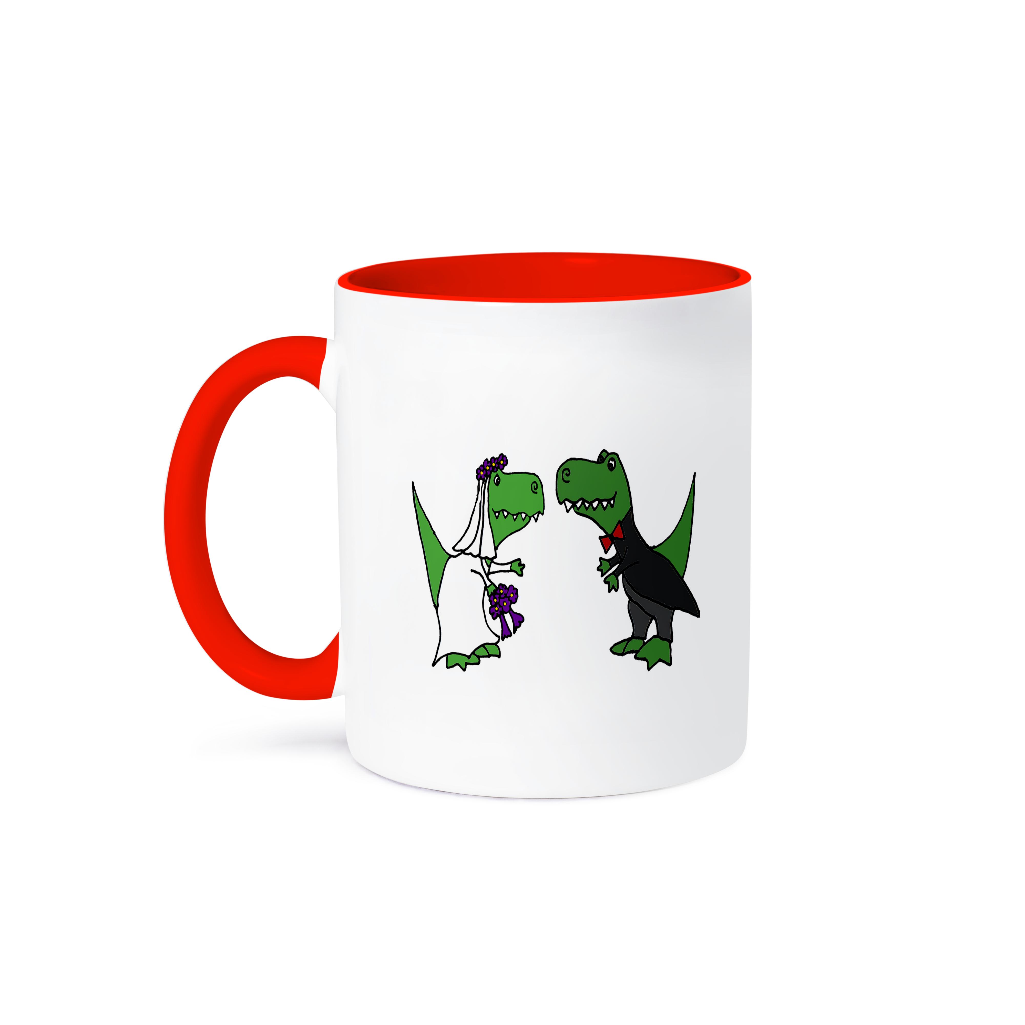 3dRose, Divertido Arte de Boda de Novia y Novio Dinosaurios Trex Verde, Taza - Imagen 29 de 99