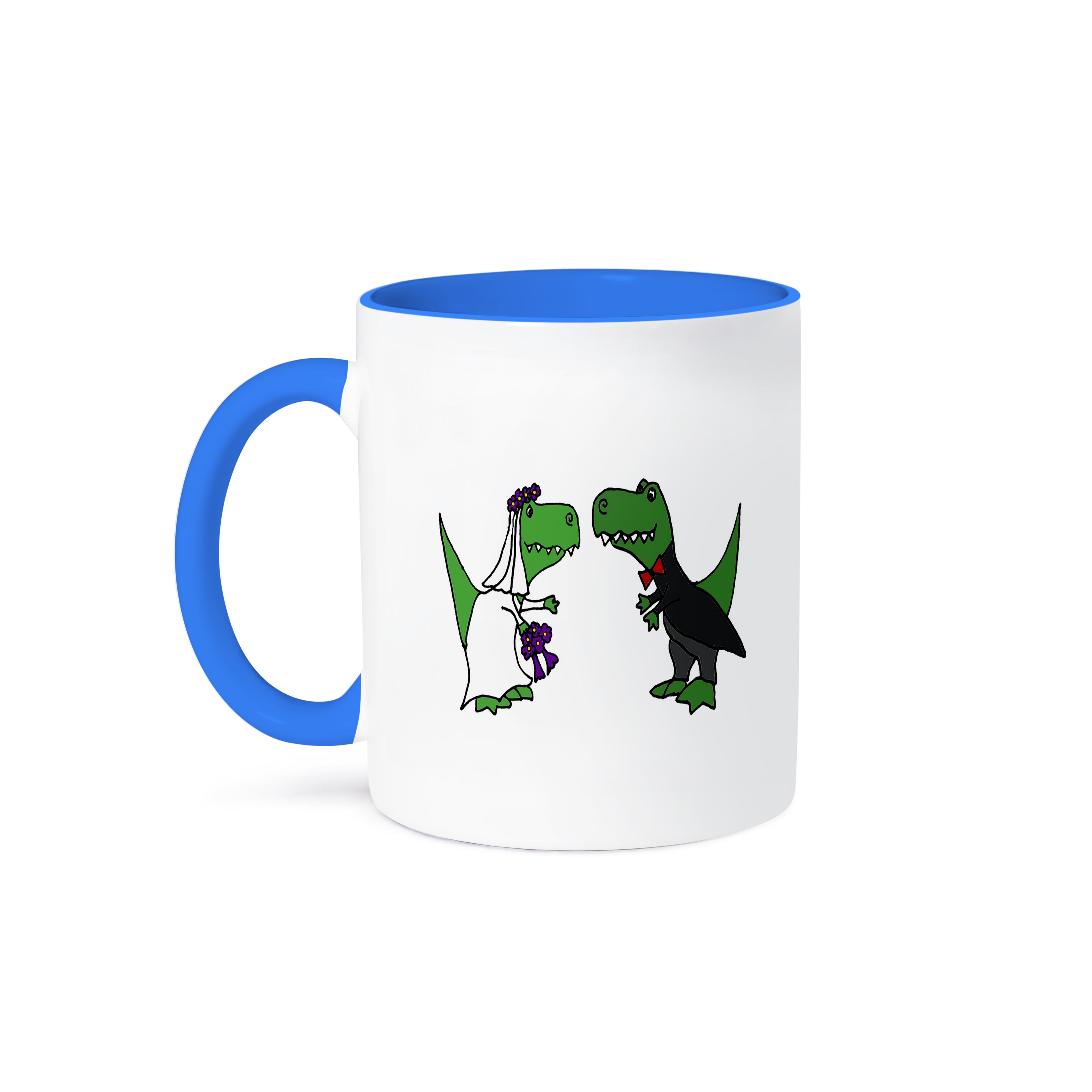 3dRose, Divertido Arte de Boda de Novia y Novio Dinosaurios Trex Verde, Taza - Imagen 43 de 99