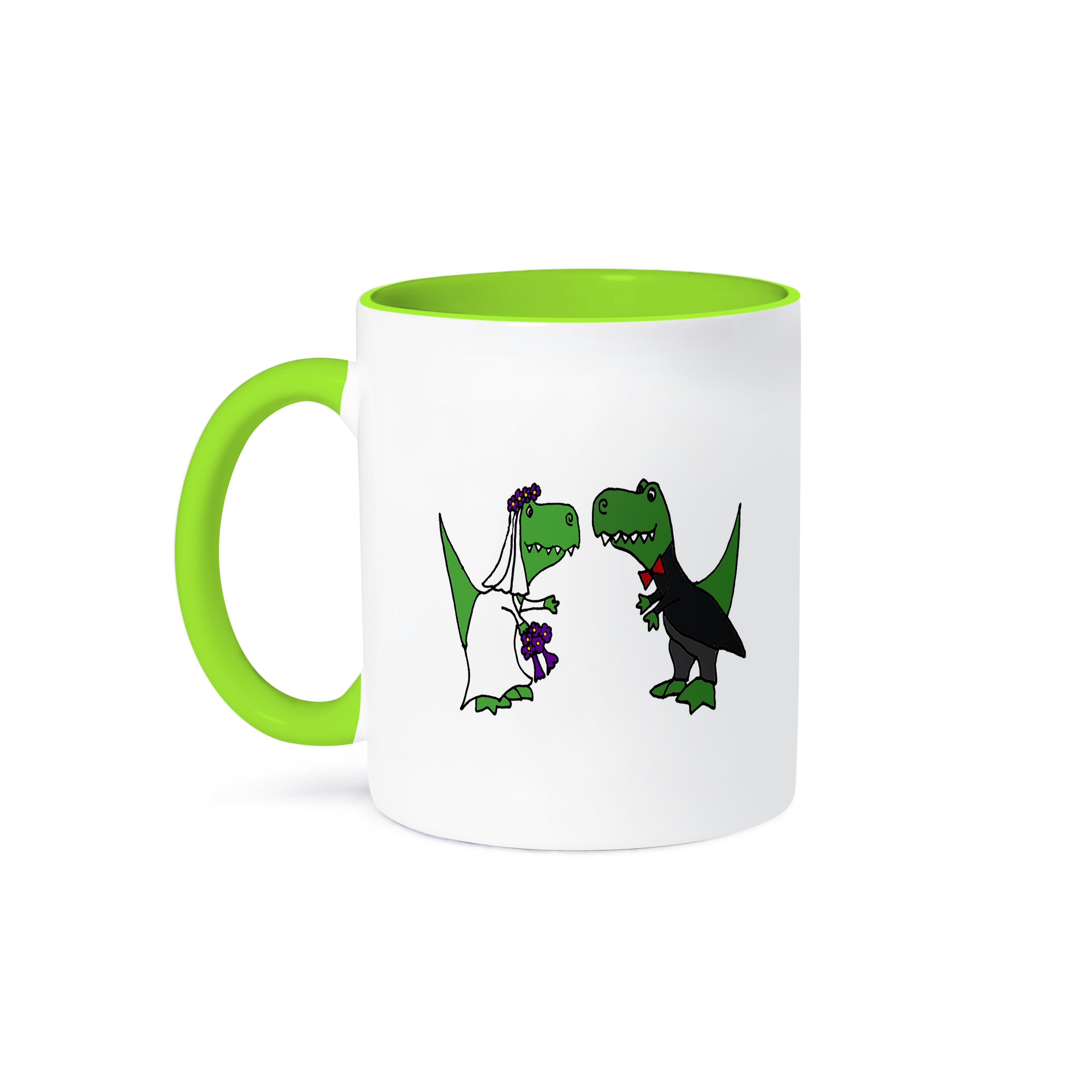 3dRose, Divertido Arte de Boda de Novia y Novio Dinosaurios Trex Verde, Taza - Imagen 36 de 99