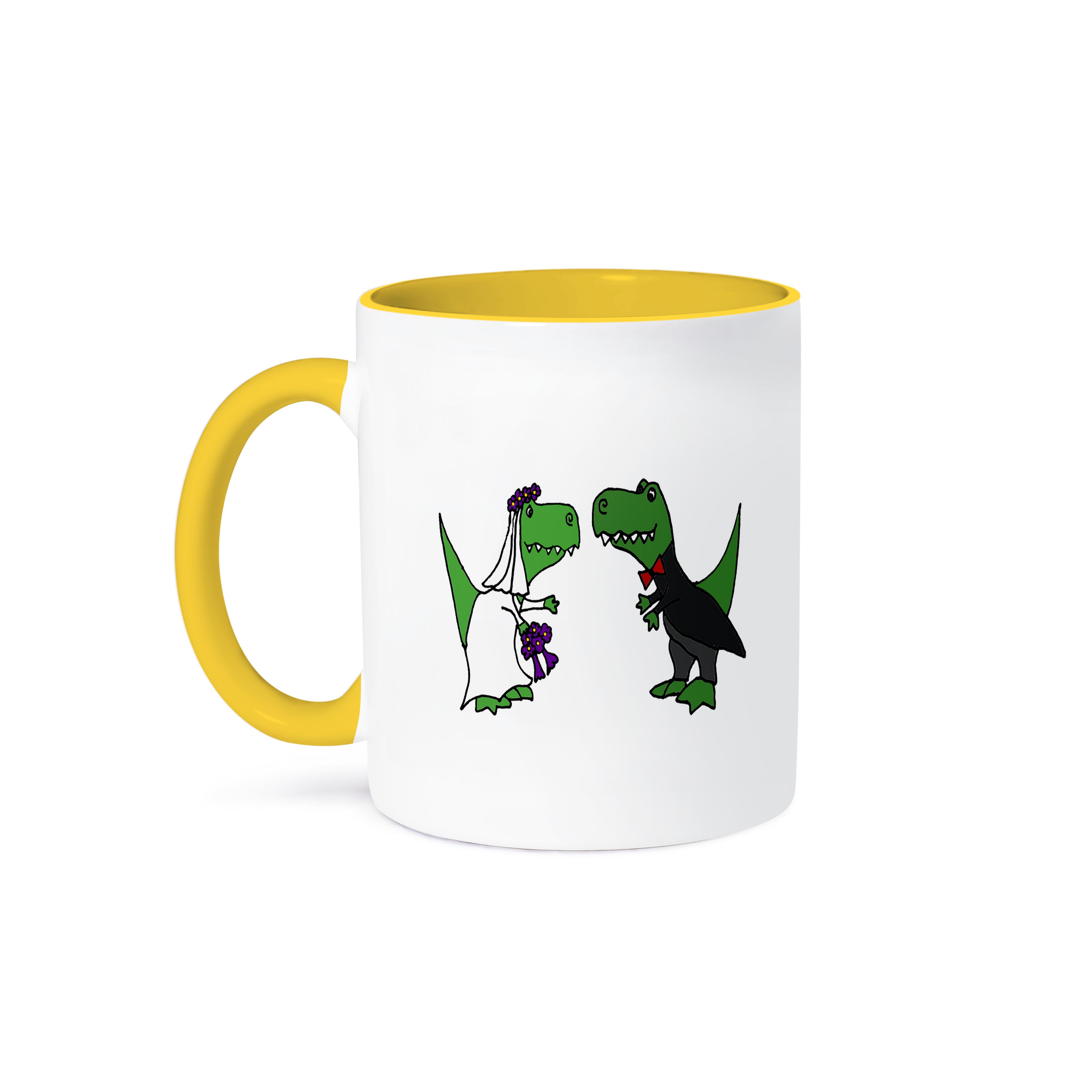 3dRose, Divertido Arte de Boda de Novia y Novio Dinosaurios Trex Verde, Taza - Imagen 8 de 99