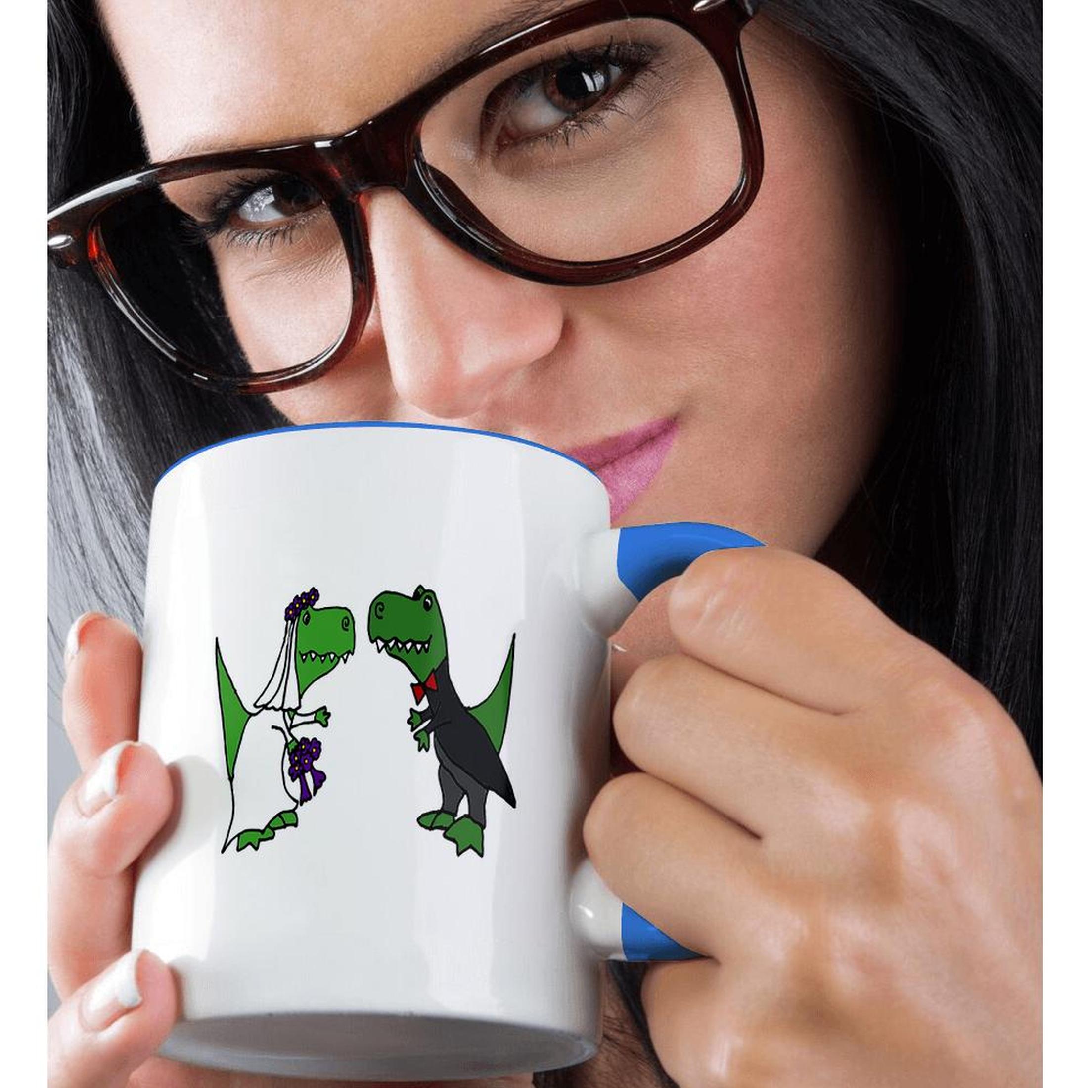 3dRose, Divertido Arte de Boda de Novia y Novio Dinosaurios Trex Verde, Taza - Imagen 44 de 99