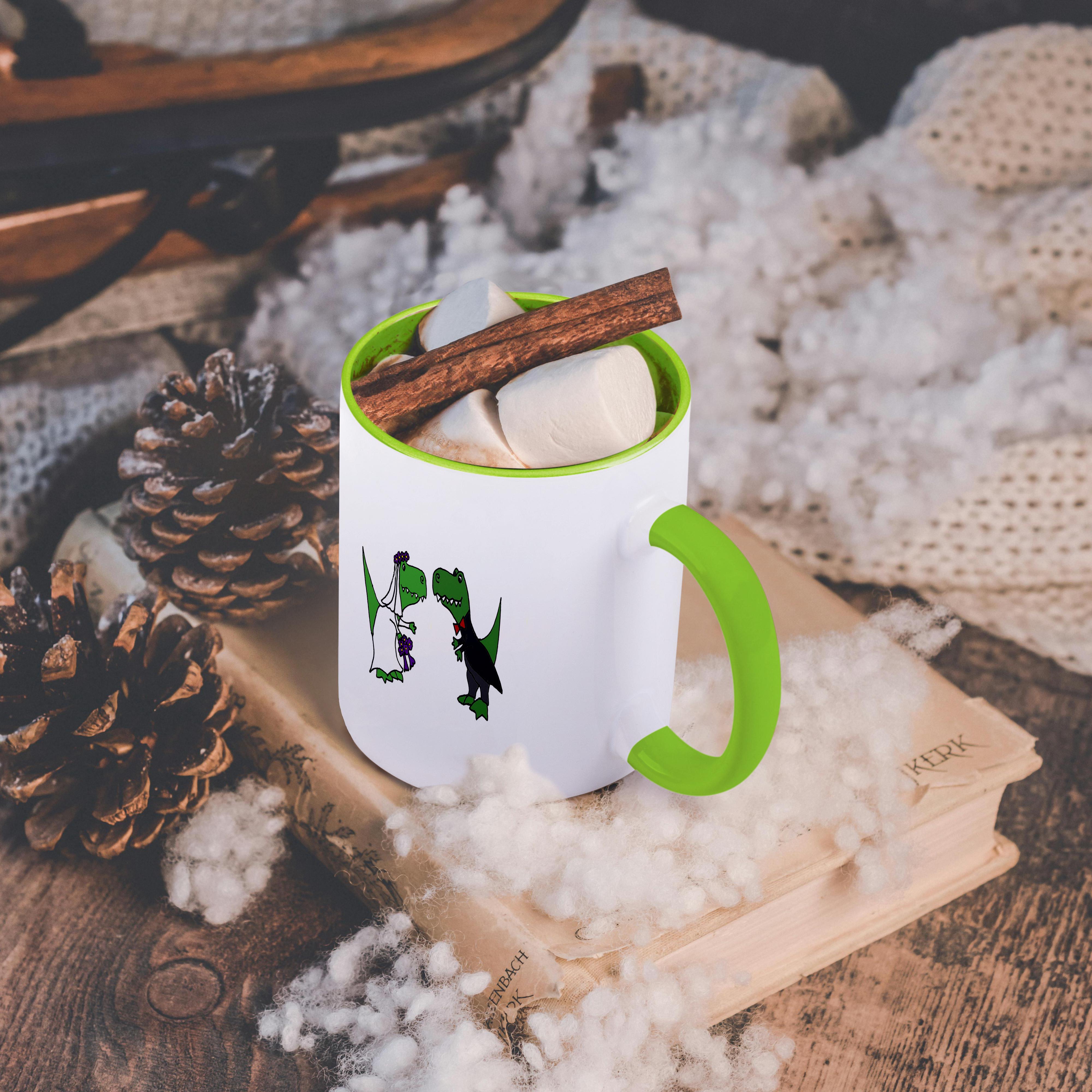 3dRose, Divertido Arte de Boda de Novia y Novio Dinosaurios Trex Verde, Taza - Imagen 40 de 99