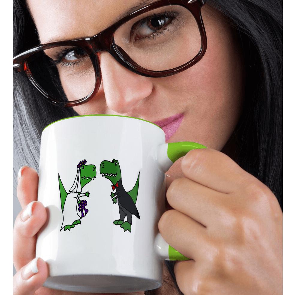 3dRose, Divertido Arte de Boda de Novia y Novio Dinosaurios Trex Verde, Taza - Imagen 37 de 99