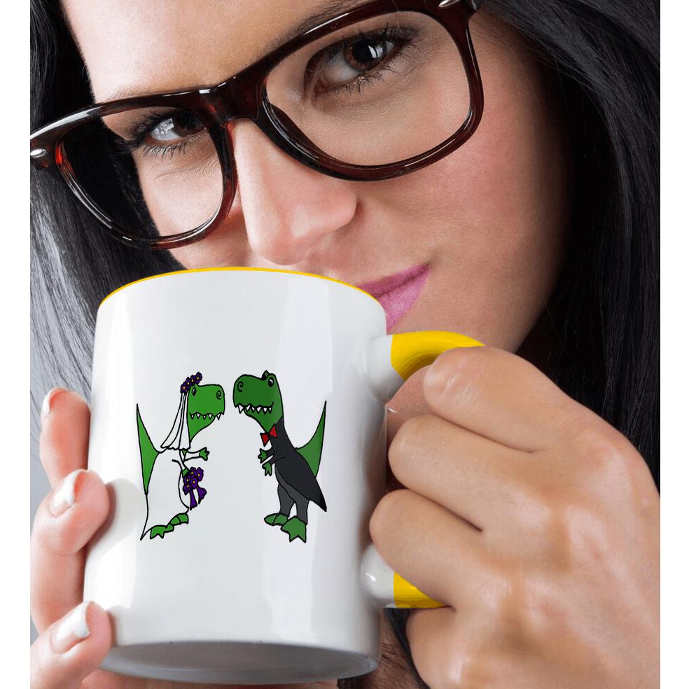 3dRose, Divertido Arte de Boda de Novia y Novio Dinosaurios Trex Verde, Taza - Imagen 9 de 99