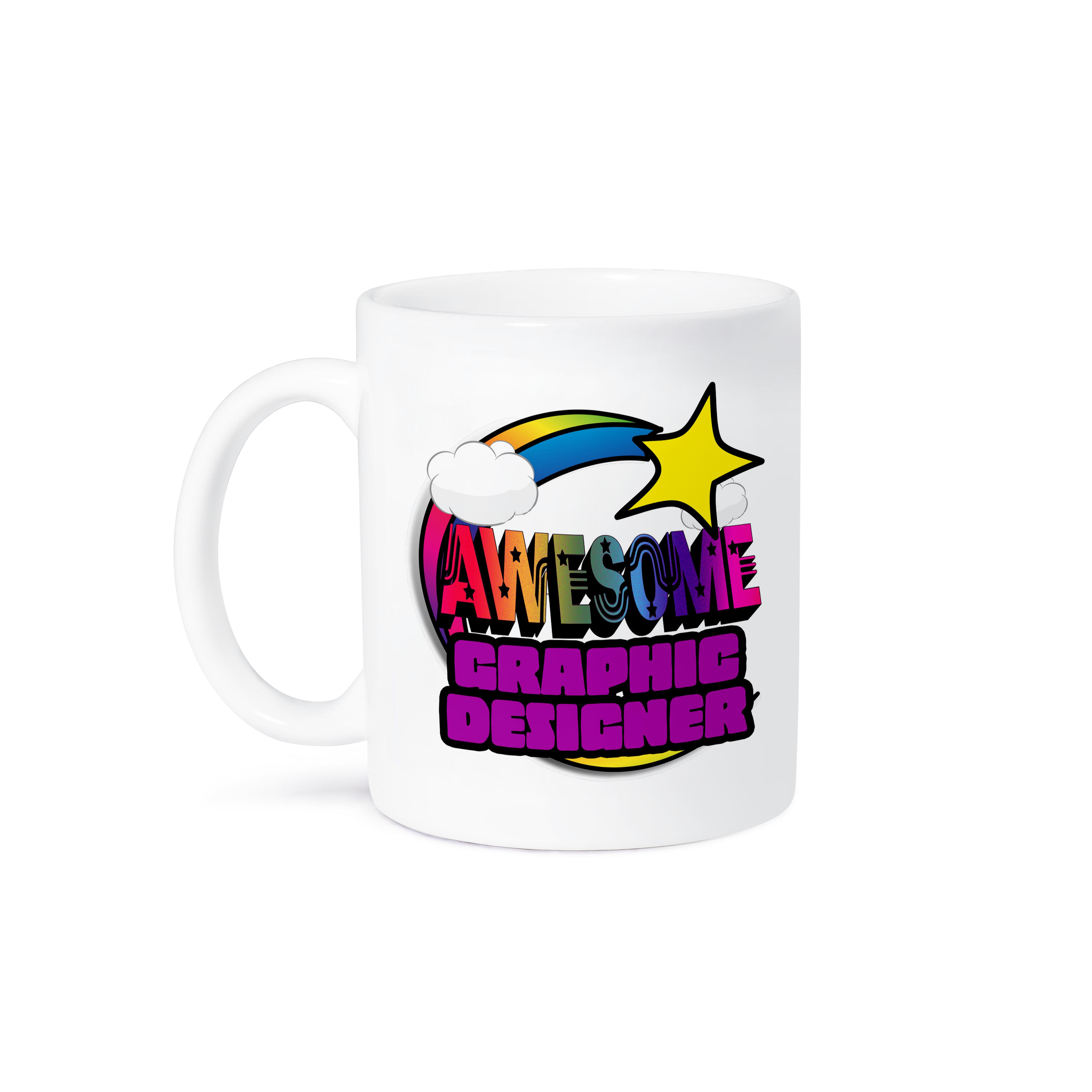 3dRose Shooting Star Rainbow Awesome Graphic Designer - Mugs (mug_201316)