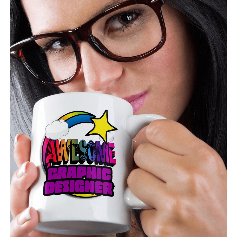 3dRose Shooting Star Rainbow Awesome Graphic Designer - Mugs (mug_201316)