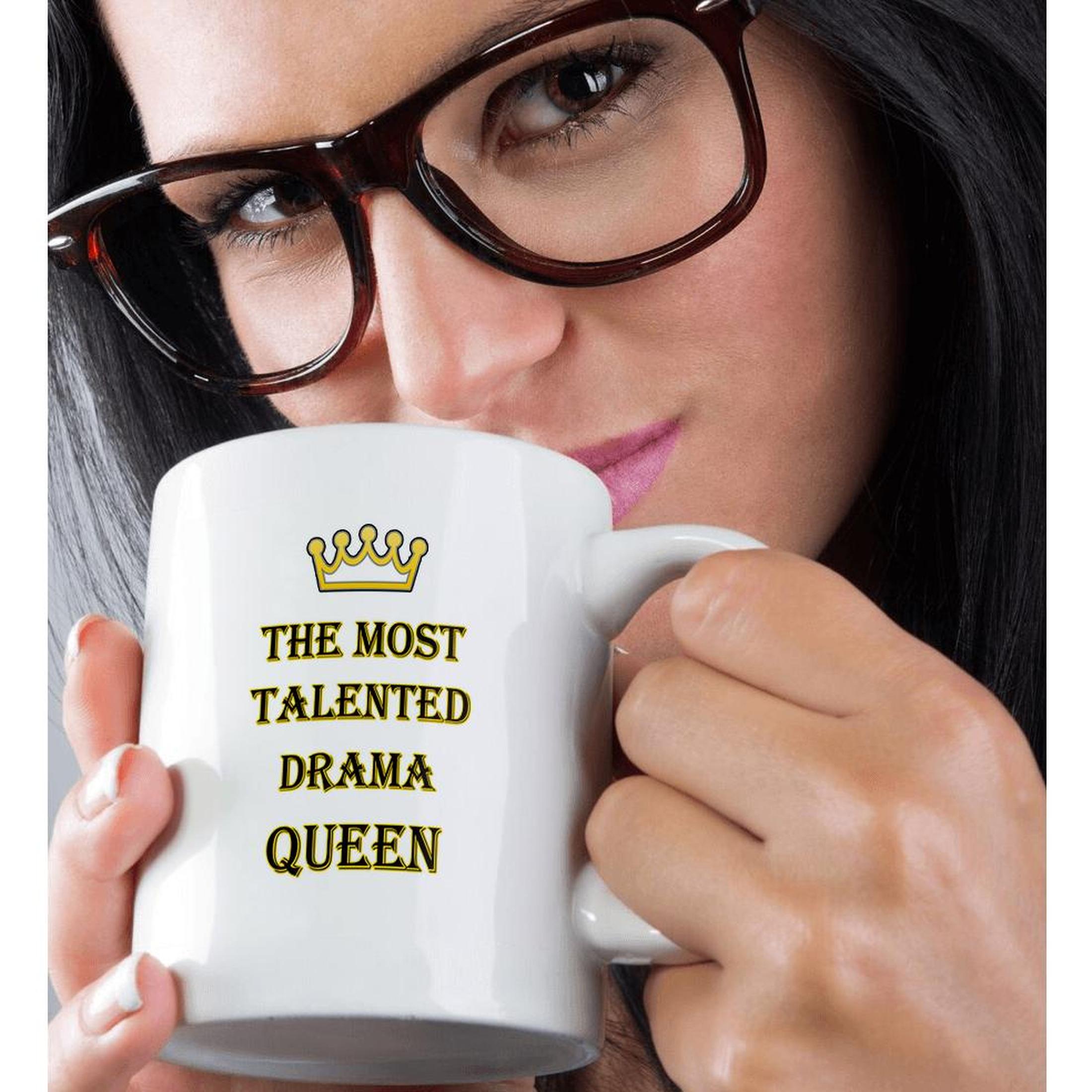 3dRose RinaPiro - Funny Quotes - The most talented drama queen. White. Saying - Mugs (mug_211745)