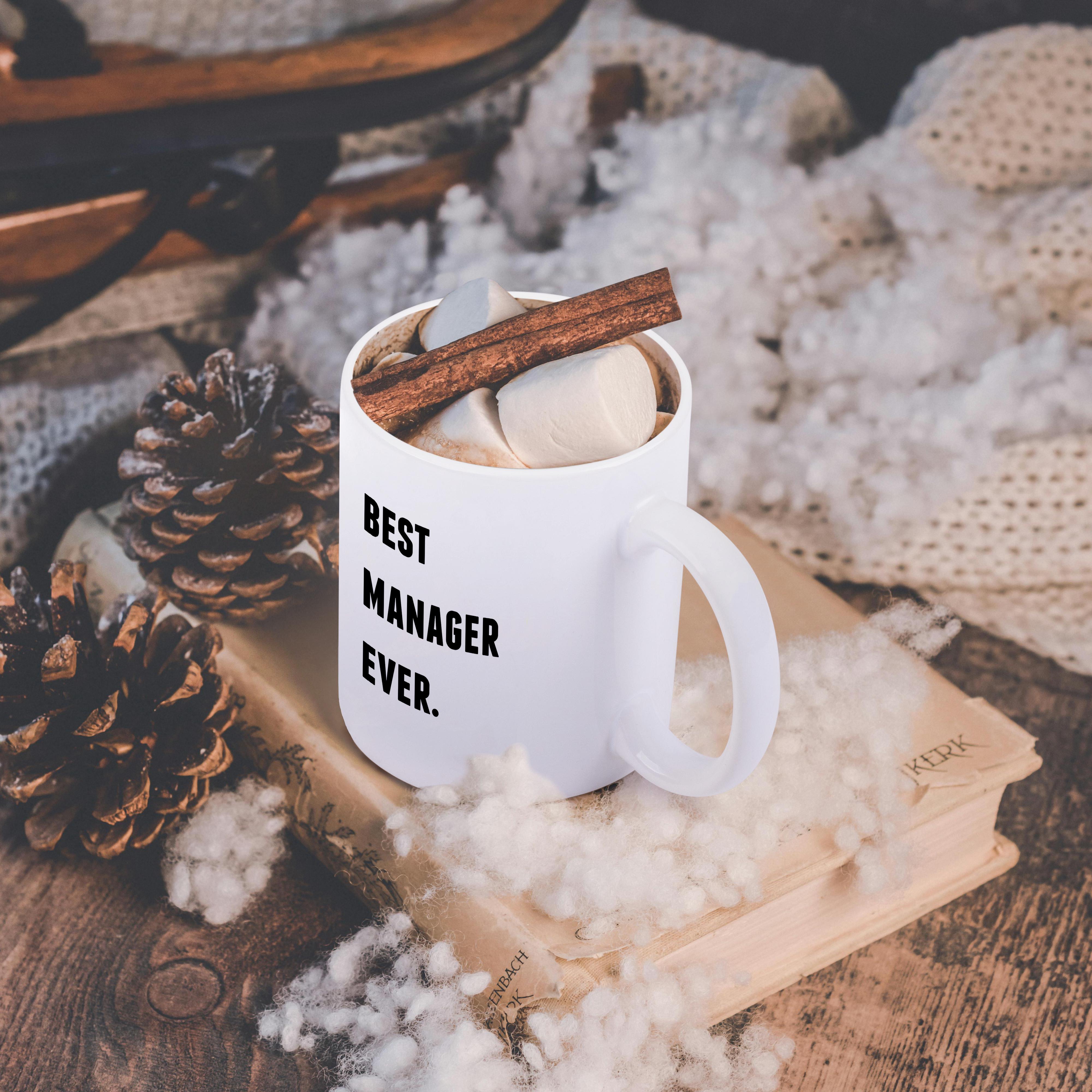 3dRose Best Manager Ever, Black Letters On A White Background - Mugs (mug_213382)