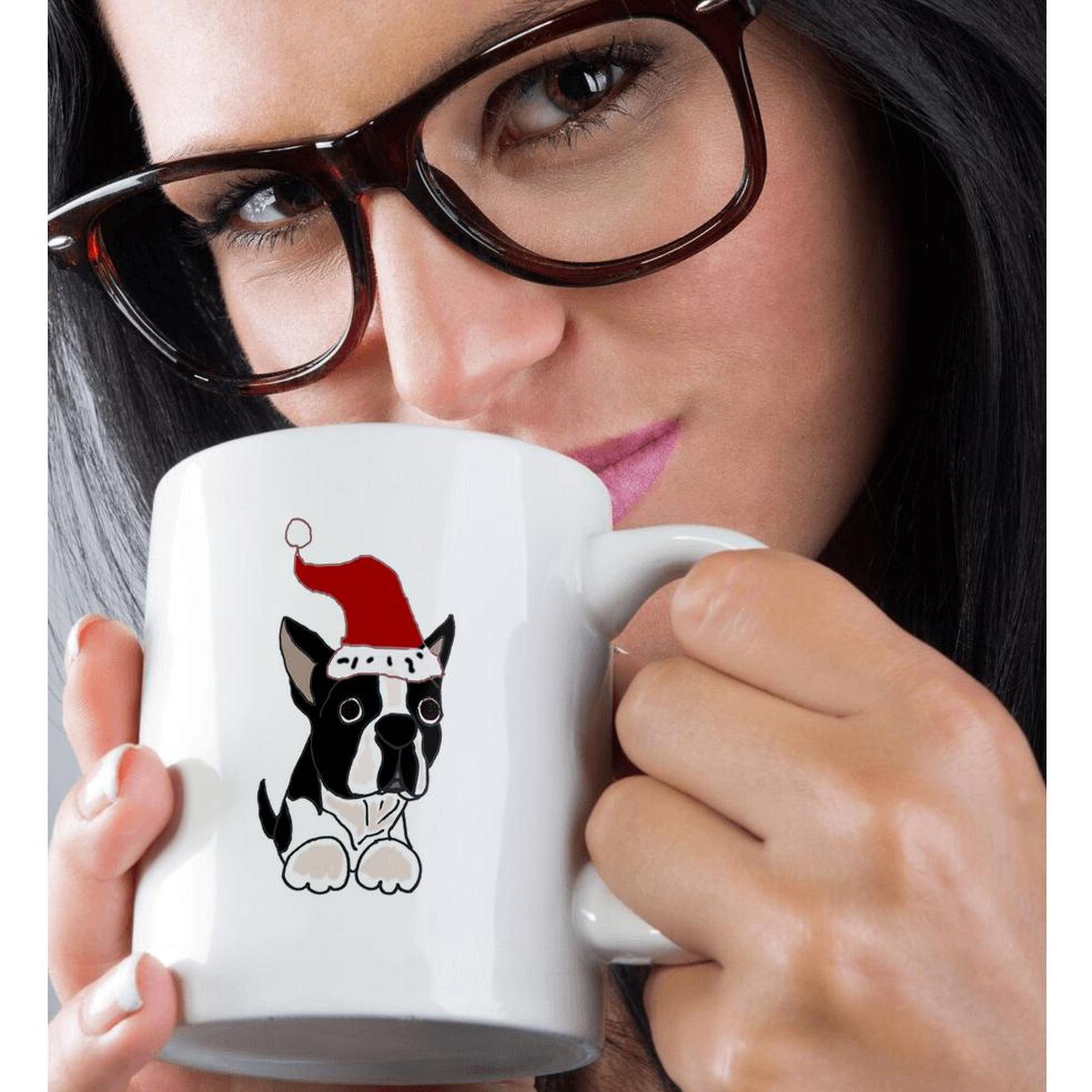 3dRose, lustiger Weihnachts Boston Terrier Hund in Nikolausmütze, Tasse - Bild 16 von 99