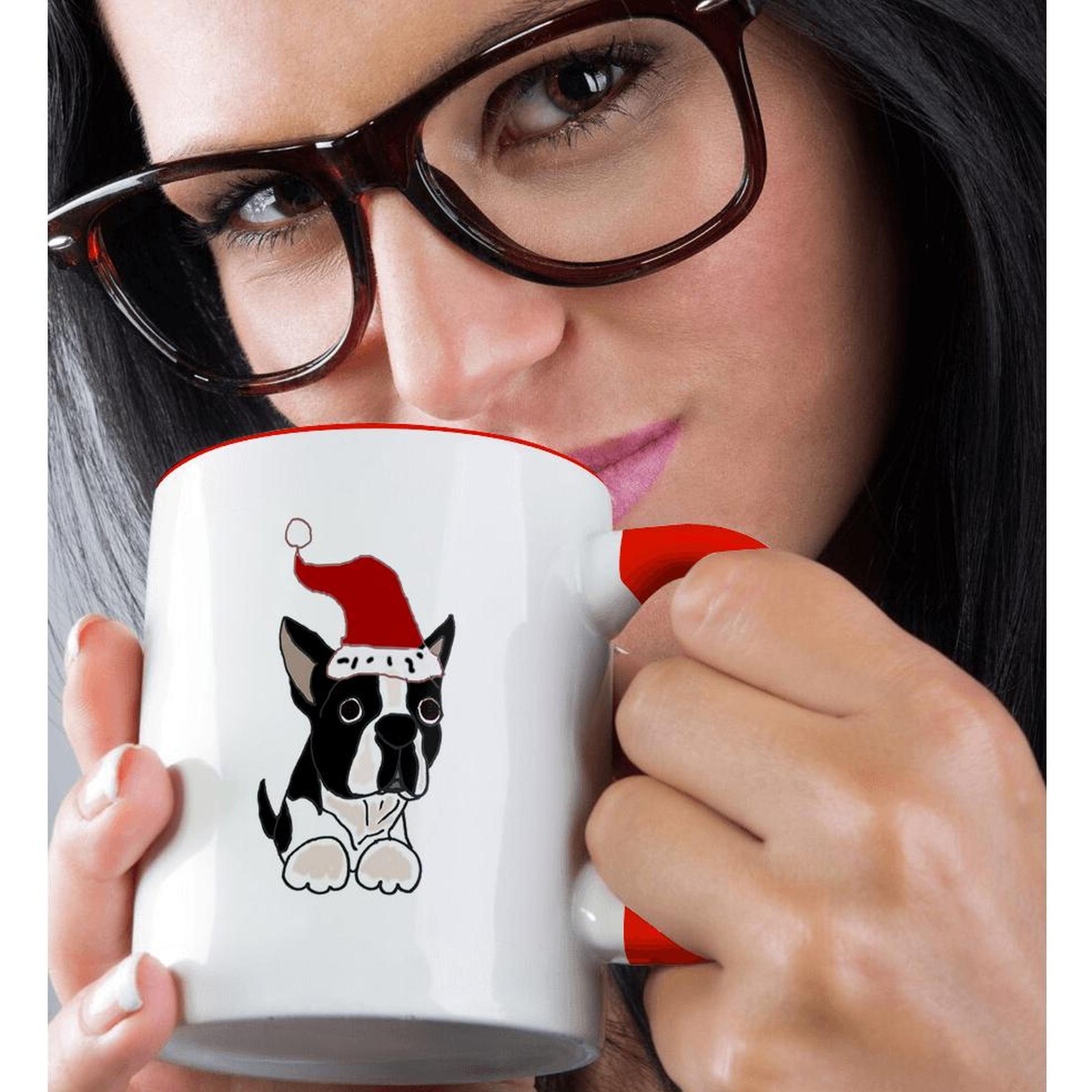 3dRose, lustiger Weihnachts Boston Terrier Hund in Nikolausmütze, Tasse - Bild 30 von 99