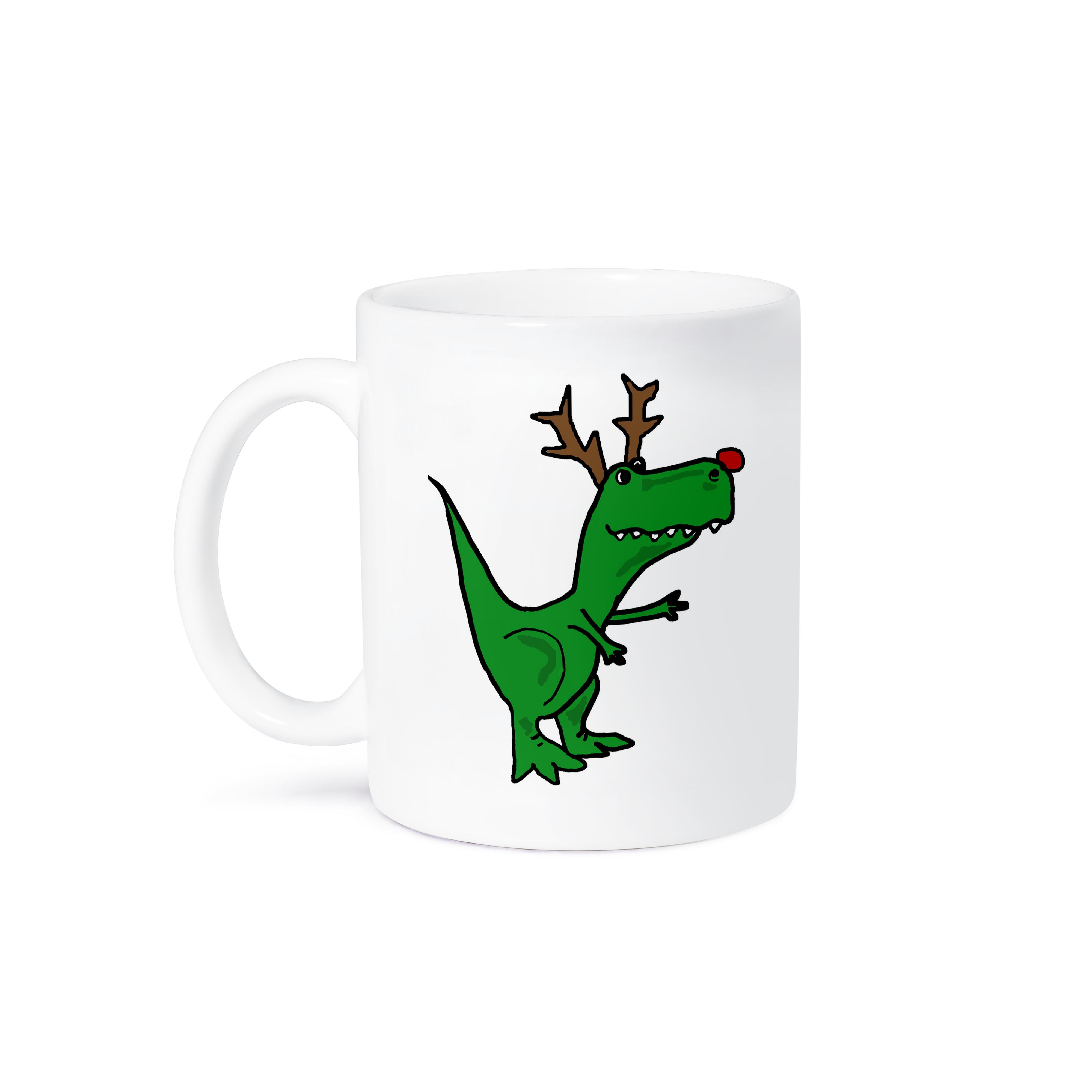 3dRose, lustiger grüner T-Rex Dinosaurier verkleidet als Rudolph Rentier, Tasse - Bild 29 von 99