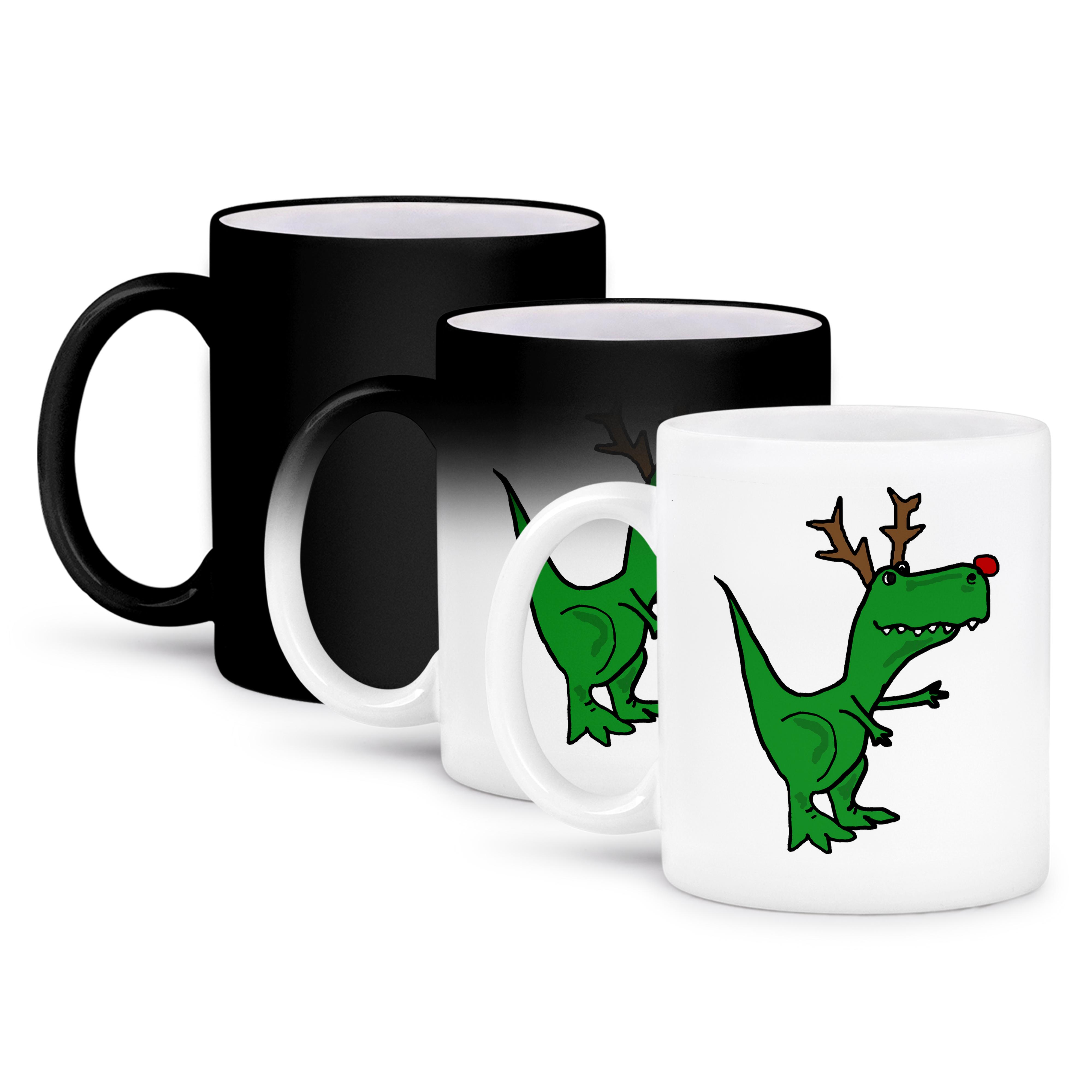3dRose, lustiger grüner T-Rex Dinosaurier verkleidet als Rudolph Rentier, Tasse - Bild 57 von 99