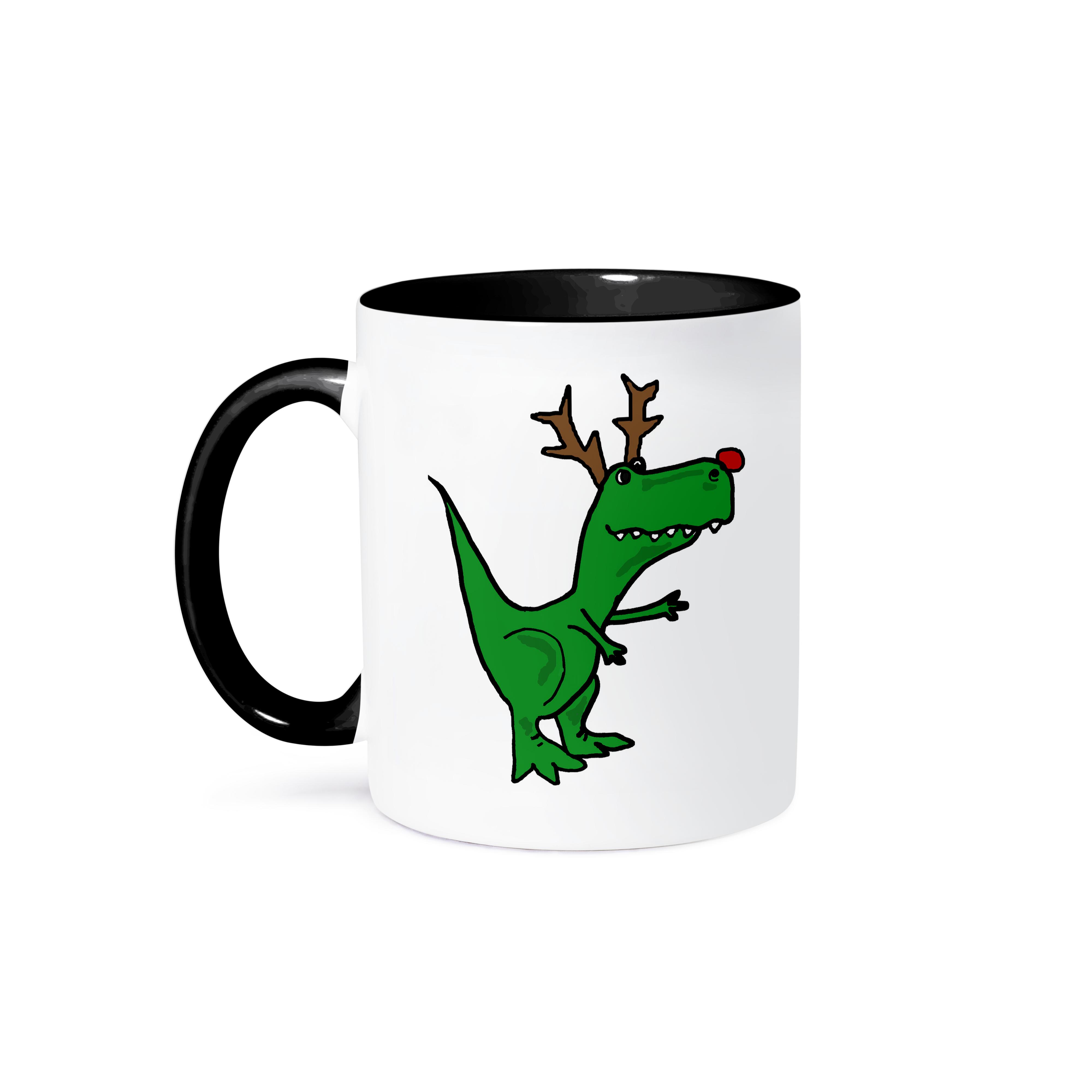 3dRose, lustiger grüner T-Rex Dinosaurier verkleidet als Rudolph Rentier, Tasse - Bild 15 von 99