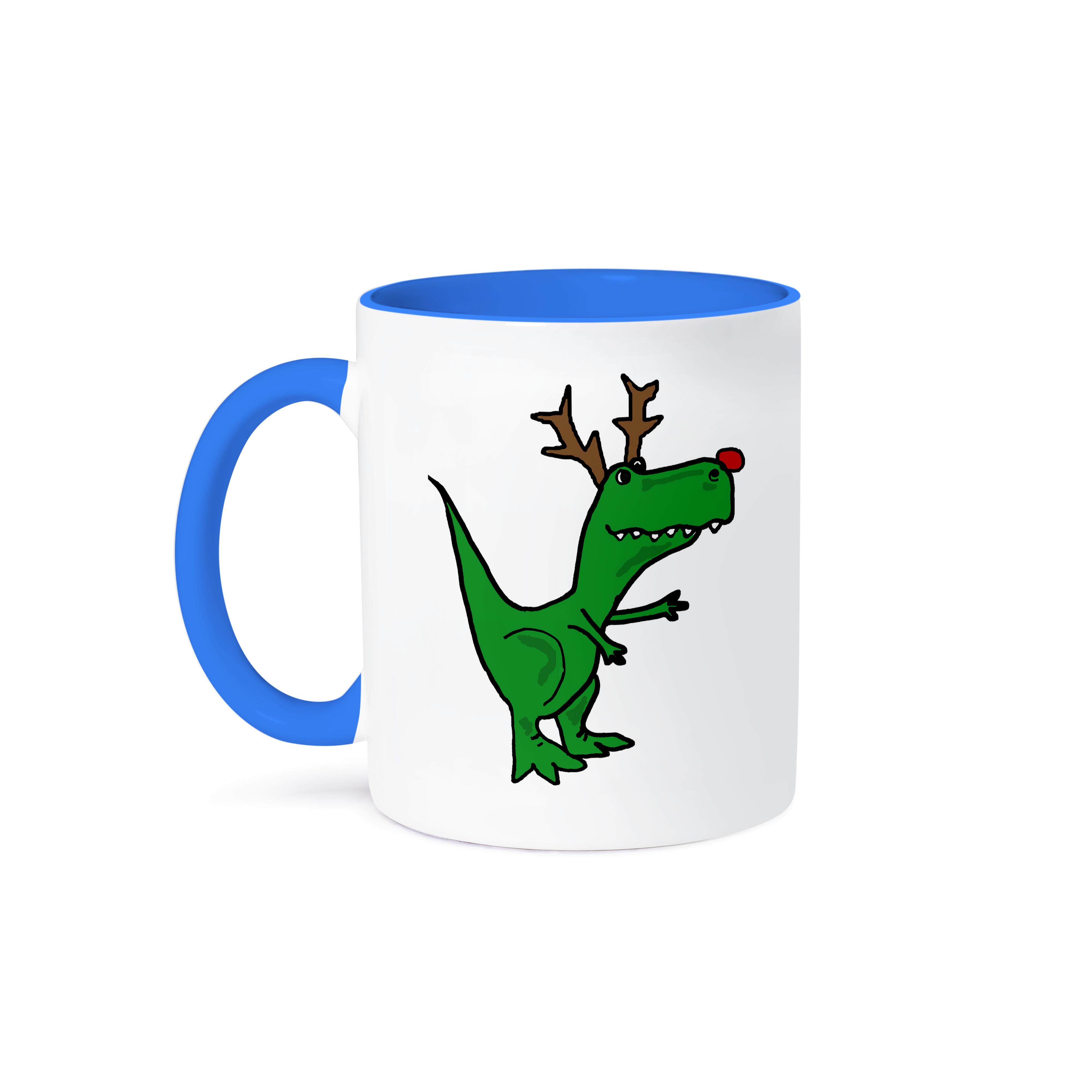 3dRose, lustiger grüner T-Rex Dinosaurier verkleidet als Rudolph Rentier, Tasse - Bild 50 von 99