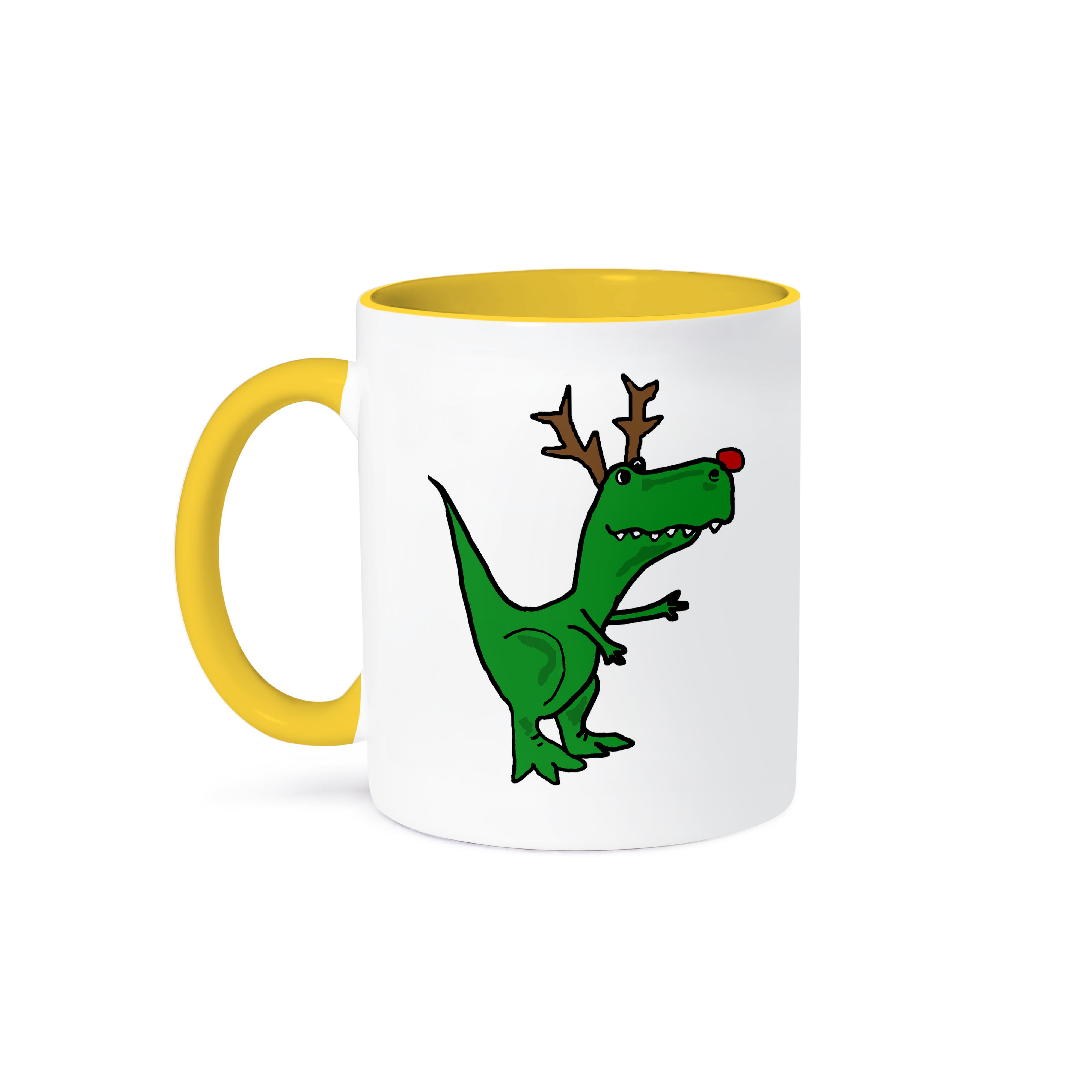 3dRose, lustiger grüner T-Rex Dinosaurier verkleidet als Rudolph Rentier, Tasse - Bild 36 von 99