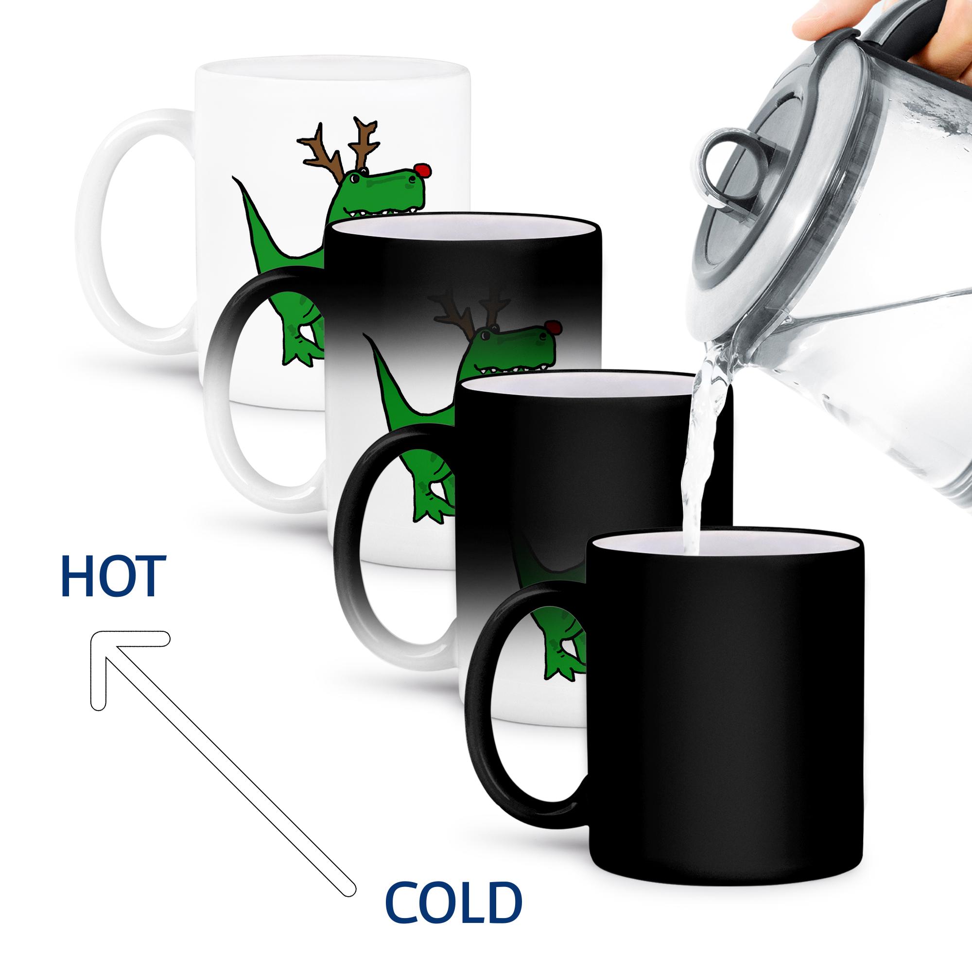 3dRose, lustiger grüner T-Rex Dinosaurier verkleidet als Rudolph Rentier, Tasse - Bild 60 von 99
