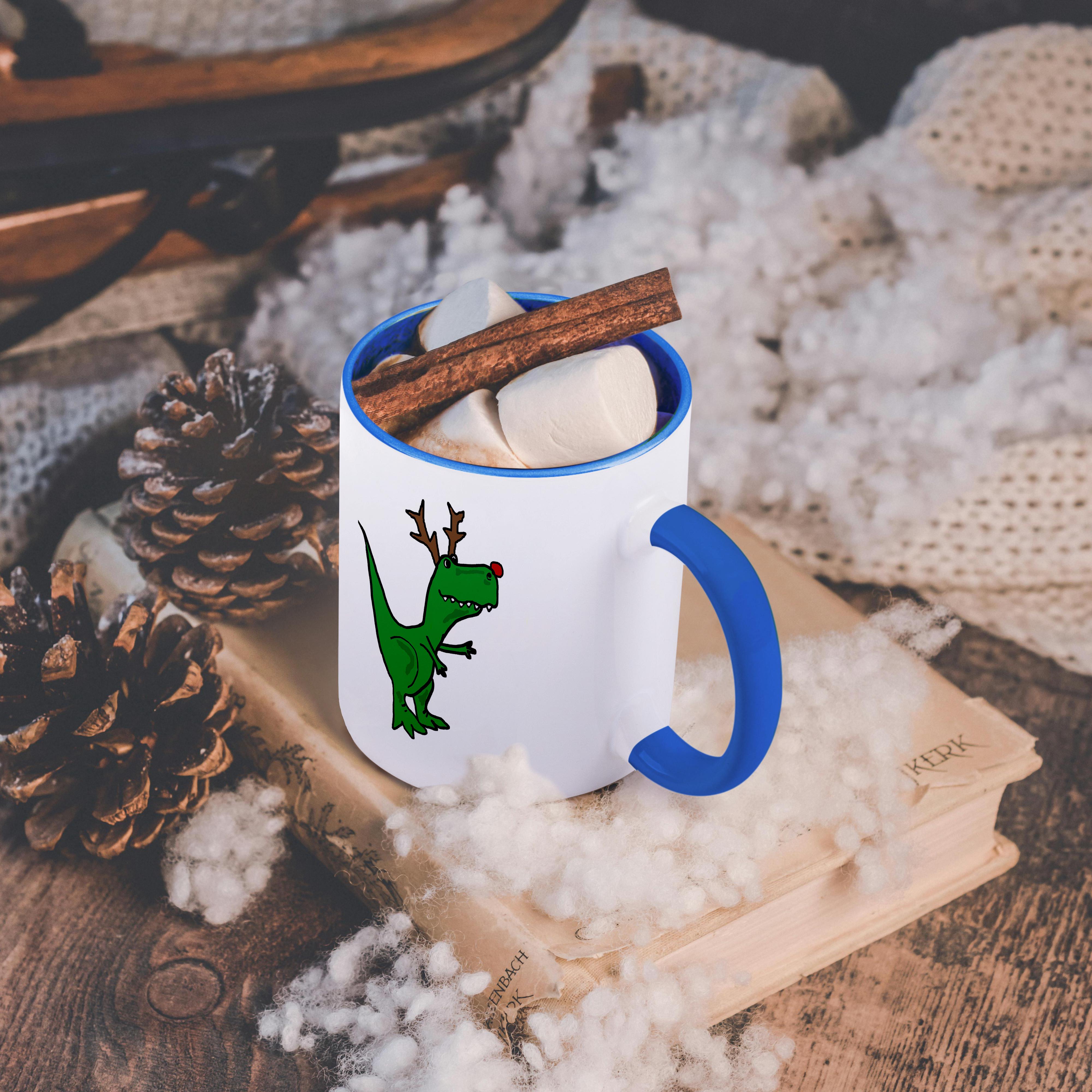 3dRose, lustiger grüner T-Rex Dinosaurier verkleidet als Rudolph Rentier, Tasse - Bild 54 von 99