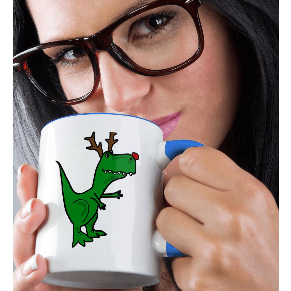 3dRose, lustiger grüner T-Rex Dinosaurier verkleidet als Rudolph Rentier, Tasse - Bild 51 von 99