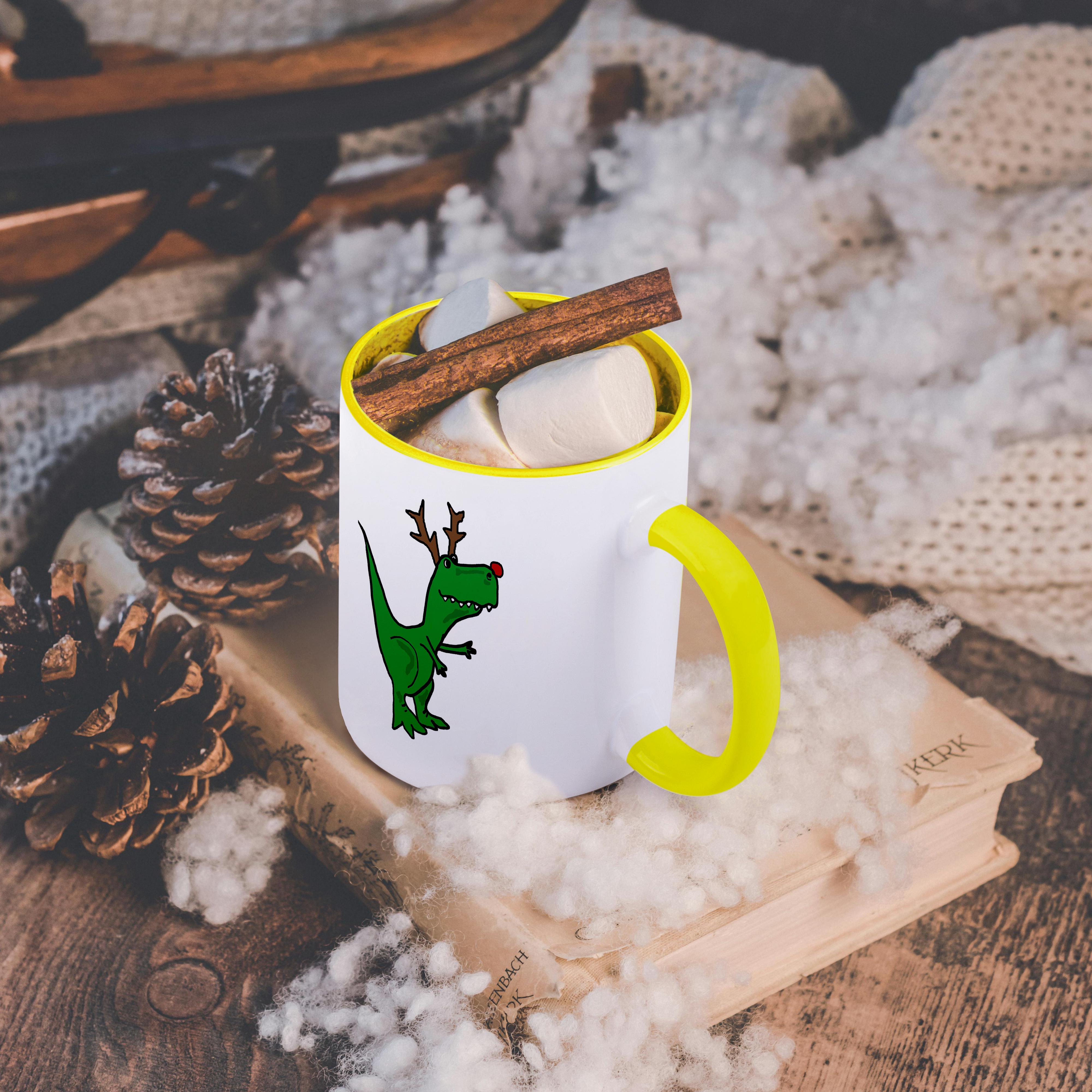 3dRose, lustiger grüner T-Rex Dinosaurier verkleidet als Rudolph Rentier, Tasse - Bild 40 von 99