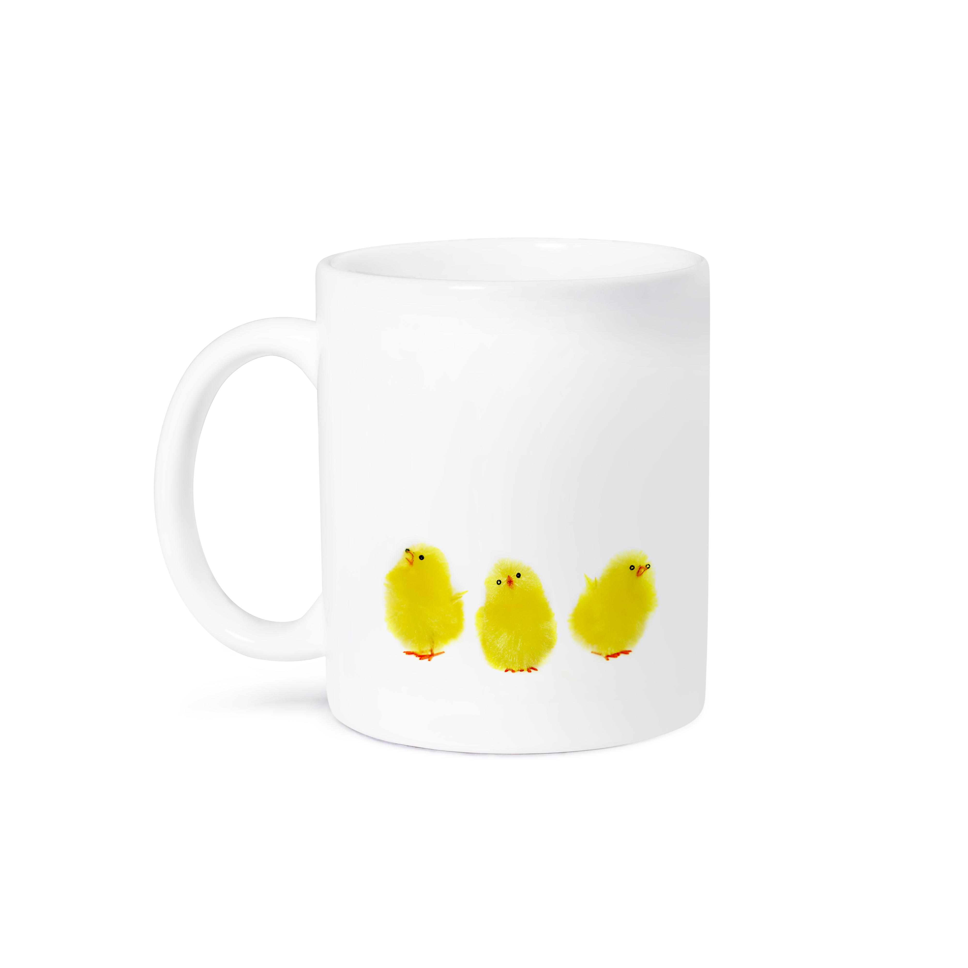 3dRose Three little yellow Easter chicken singing - Mugs (mug_221467)