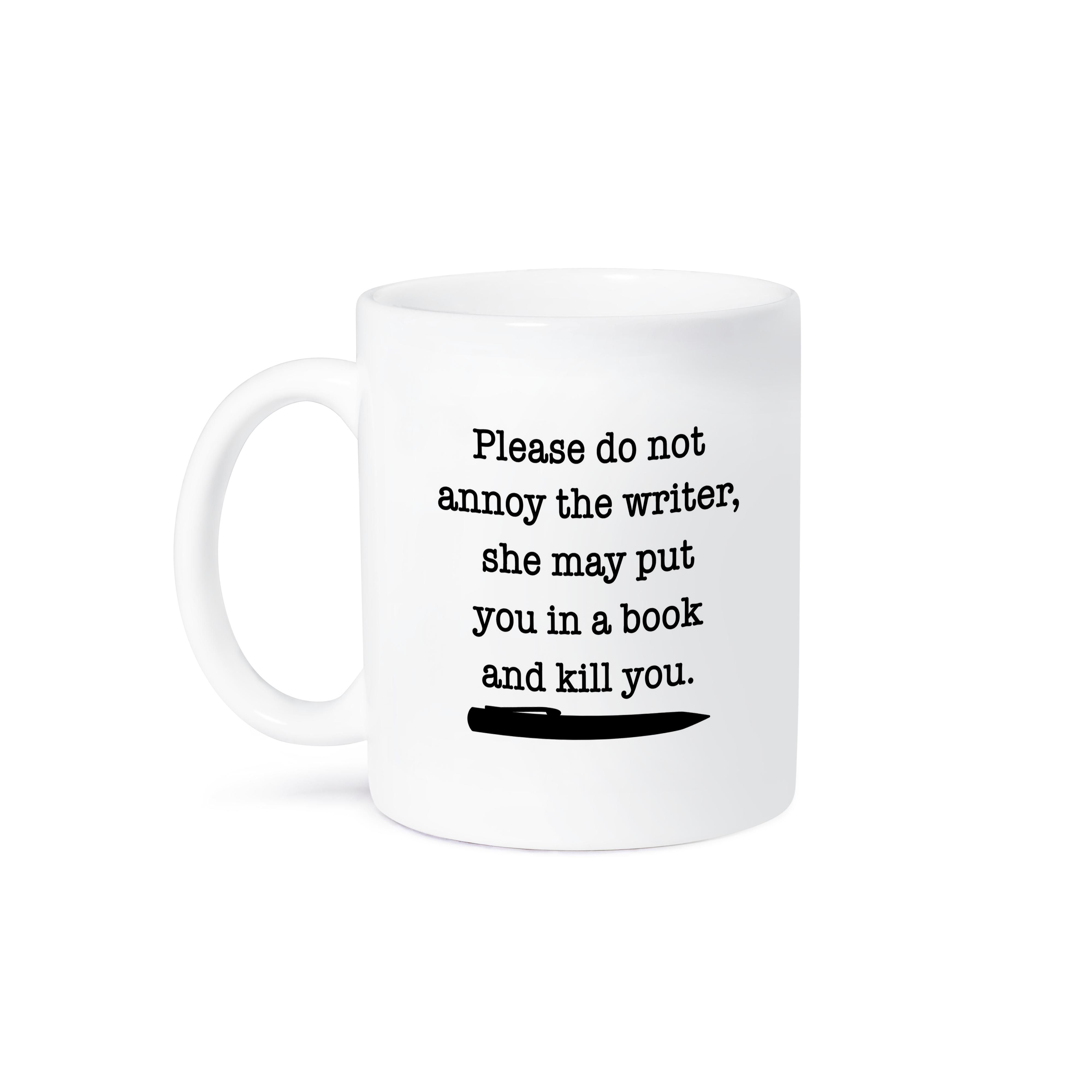 3dRose EvaDane - Quotes - Please Do Not Annoy The Writer Black - Mugs (mug_223960)