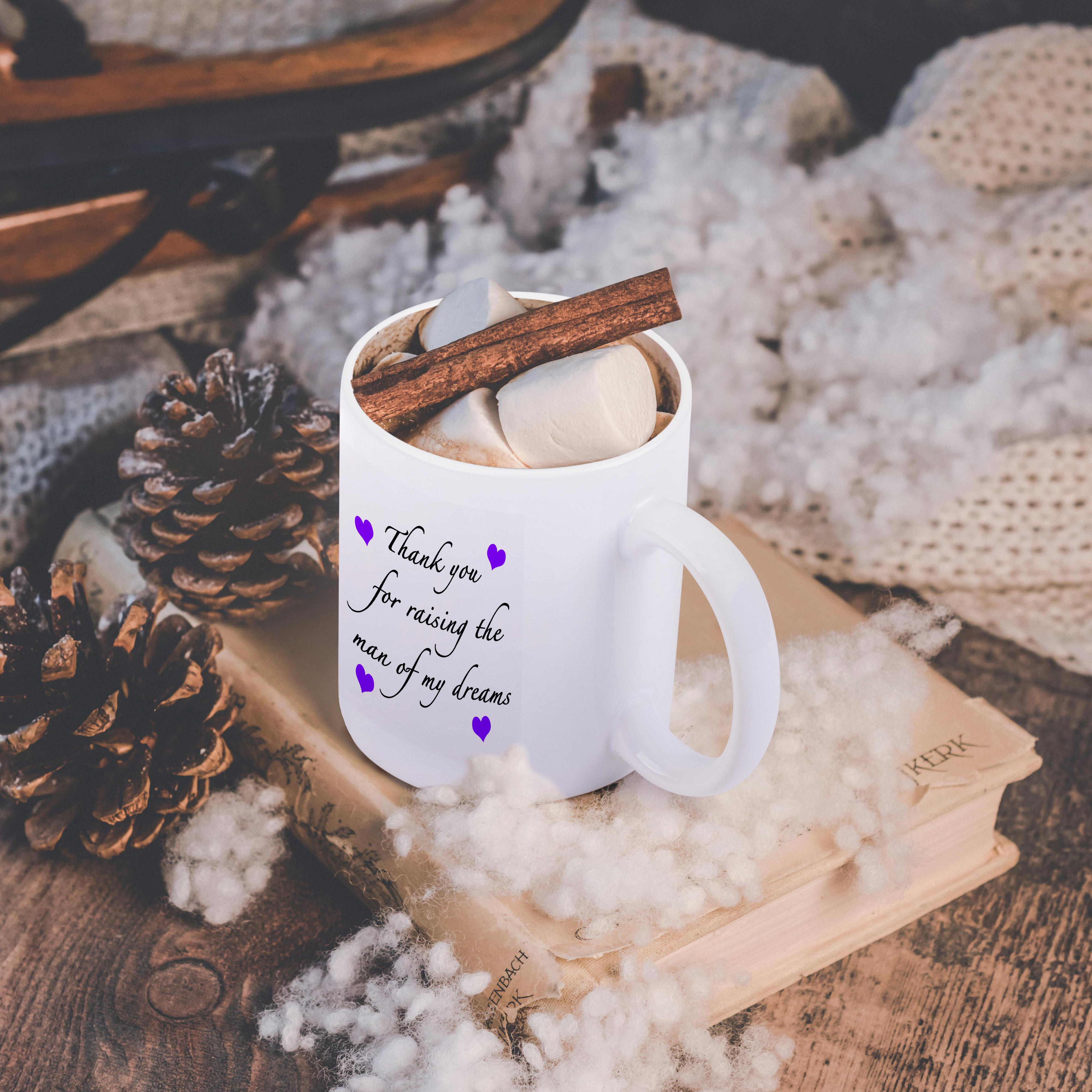 3dRose EvaDane - Quotes - Thank You For Raising The Man Of My Dreams Purple - Mugs (mug_224039)