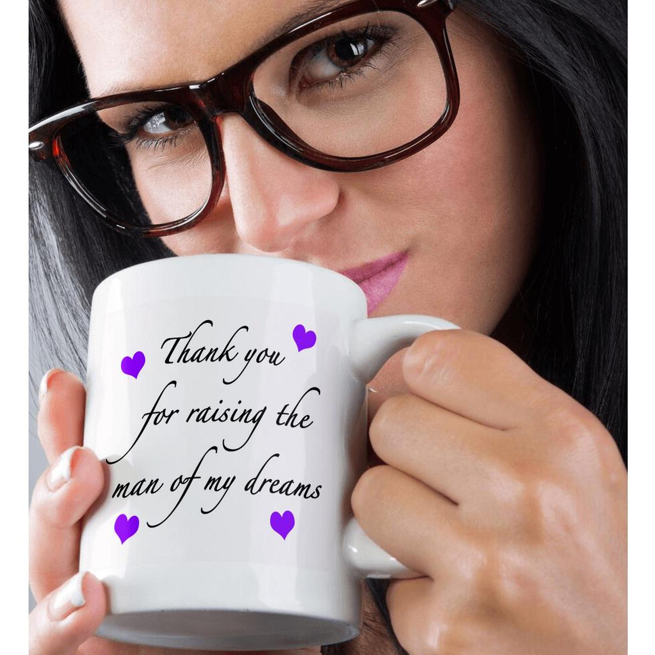 3dRose EvaDane - Quotes - Thank You For Raising The Man Of My Dreams Purple - Mugs (mug_224039)