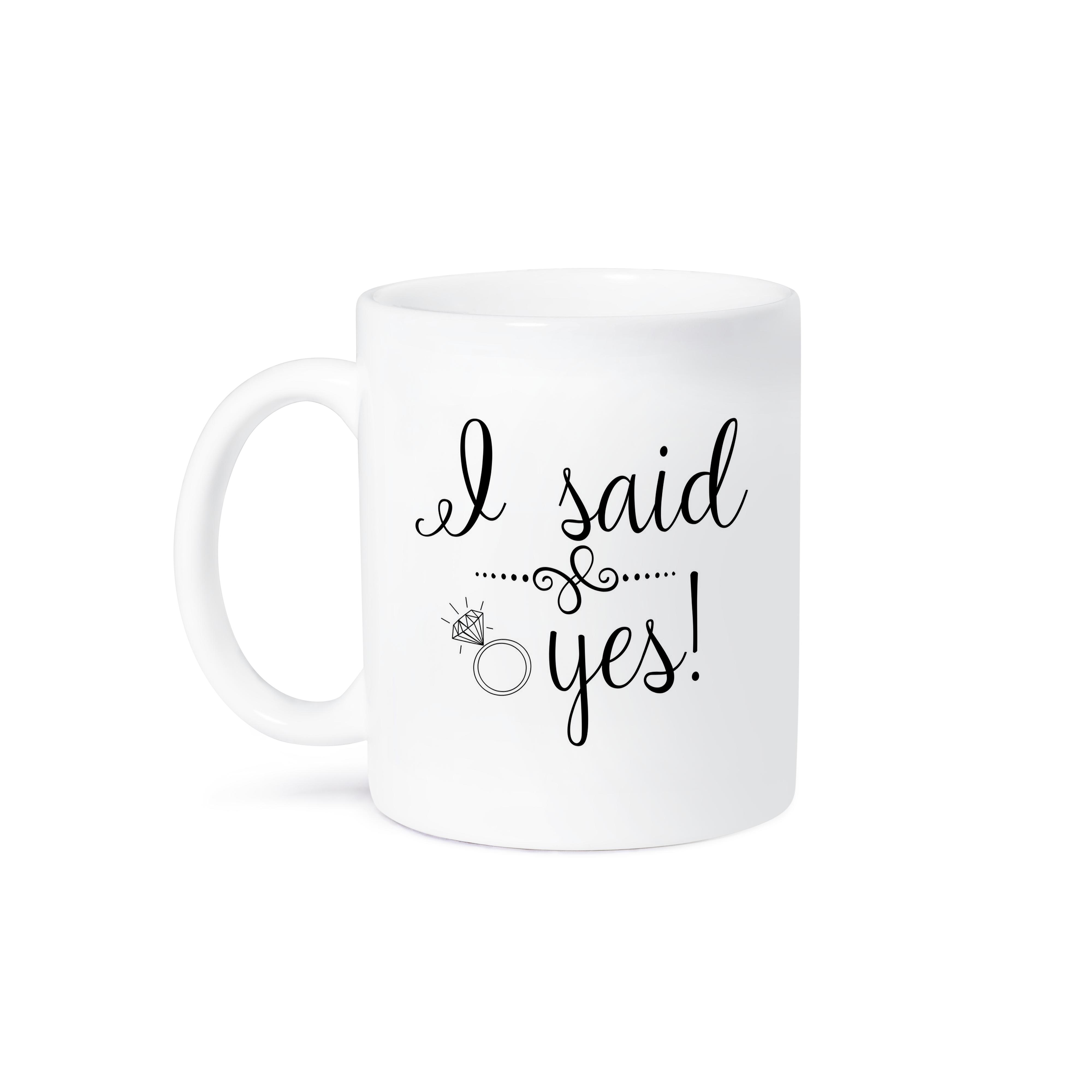 3dRose Lenas Photos - Wedding - I Said Yes Engagement Ring - Mugs (mug_235578)