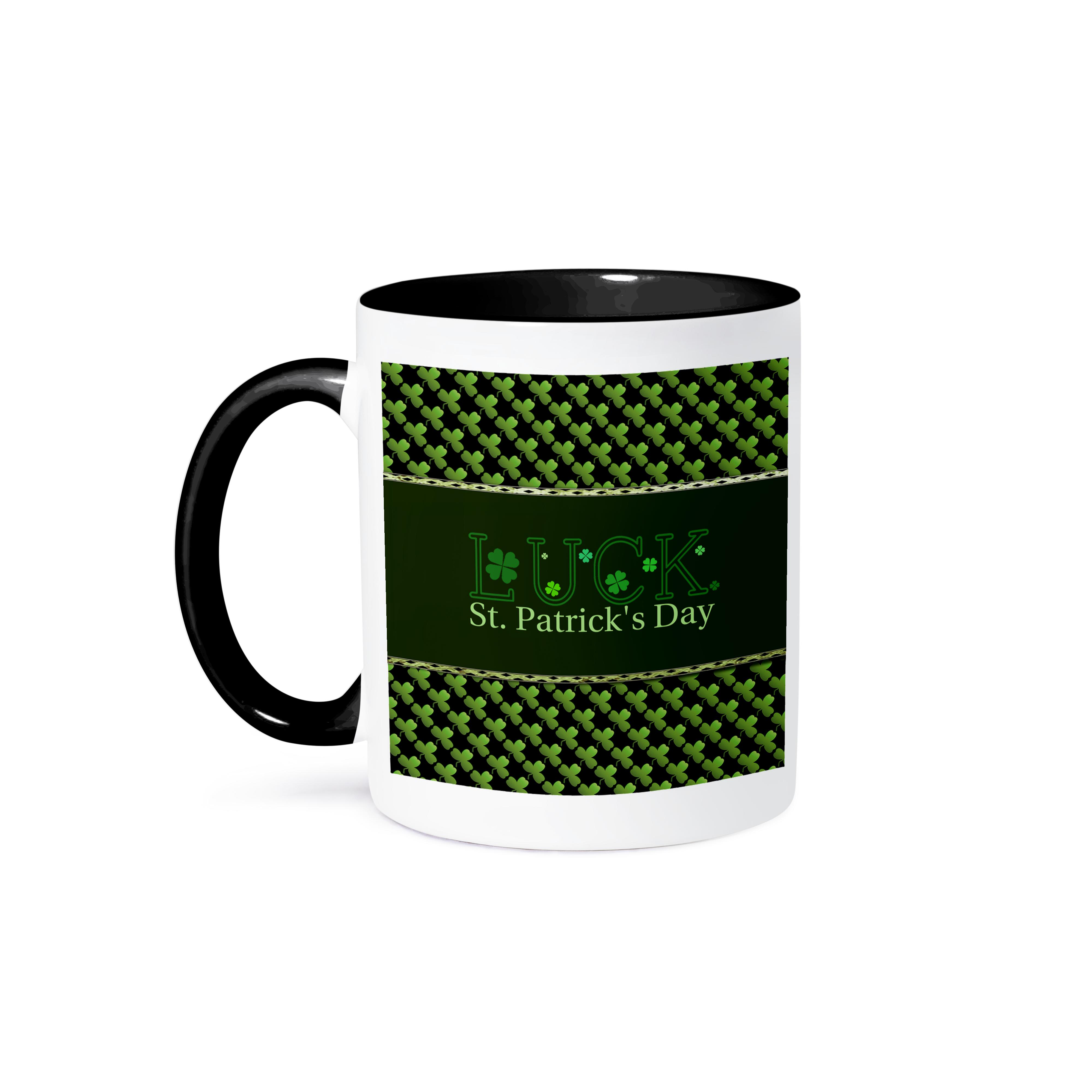 3dRose, Luck St. Patrick Day, Shamrocks, Green and Black, Mug - Imagen 15 de 99