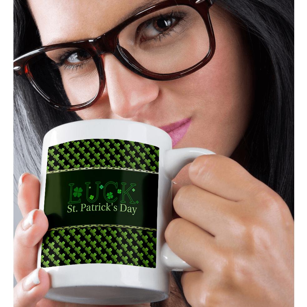 3dRose, Luck St. Patrick Day, Shamrocks, Green and Black, Mug - Imagen 30 de 99