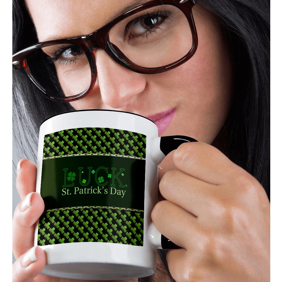 3dRose, Luck St. Patrick Day, Shamrocks, Green and Black, Mug - Imagen 16 de 99
