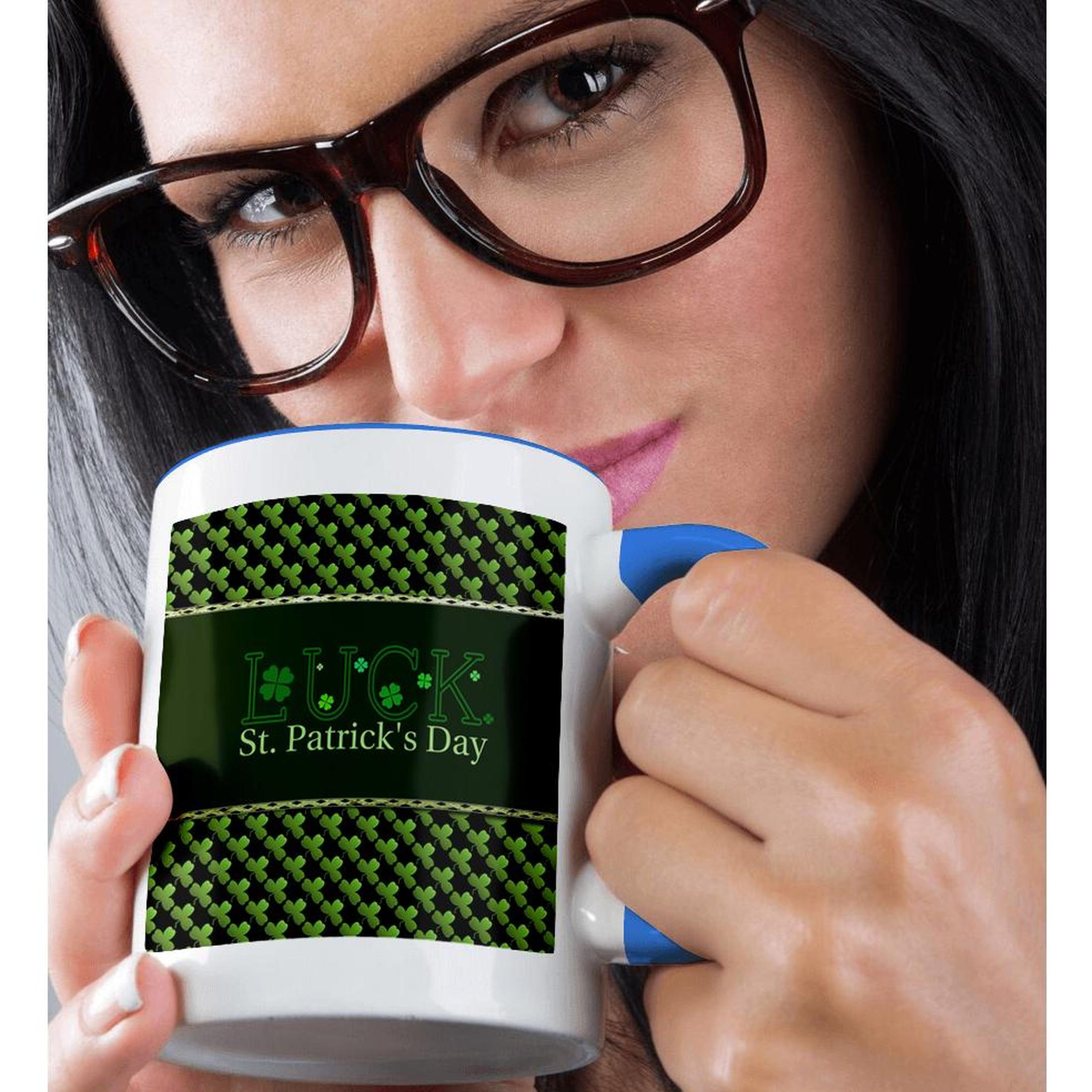 3dRose, Luck St. Patrick Day, Shamrocks, Green and Black, Mug - Imagen 51 de 99