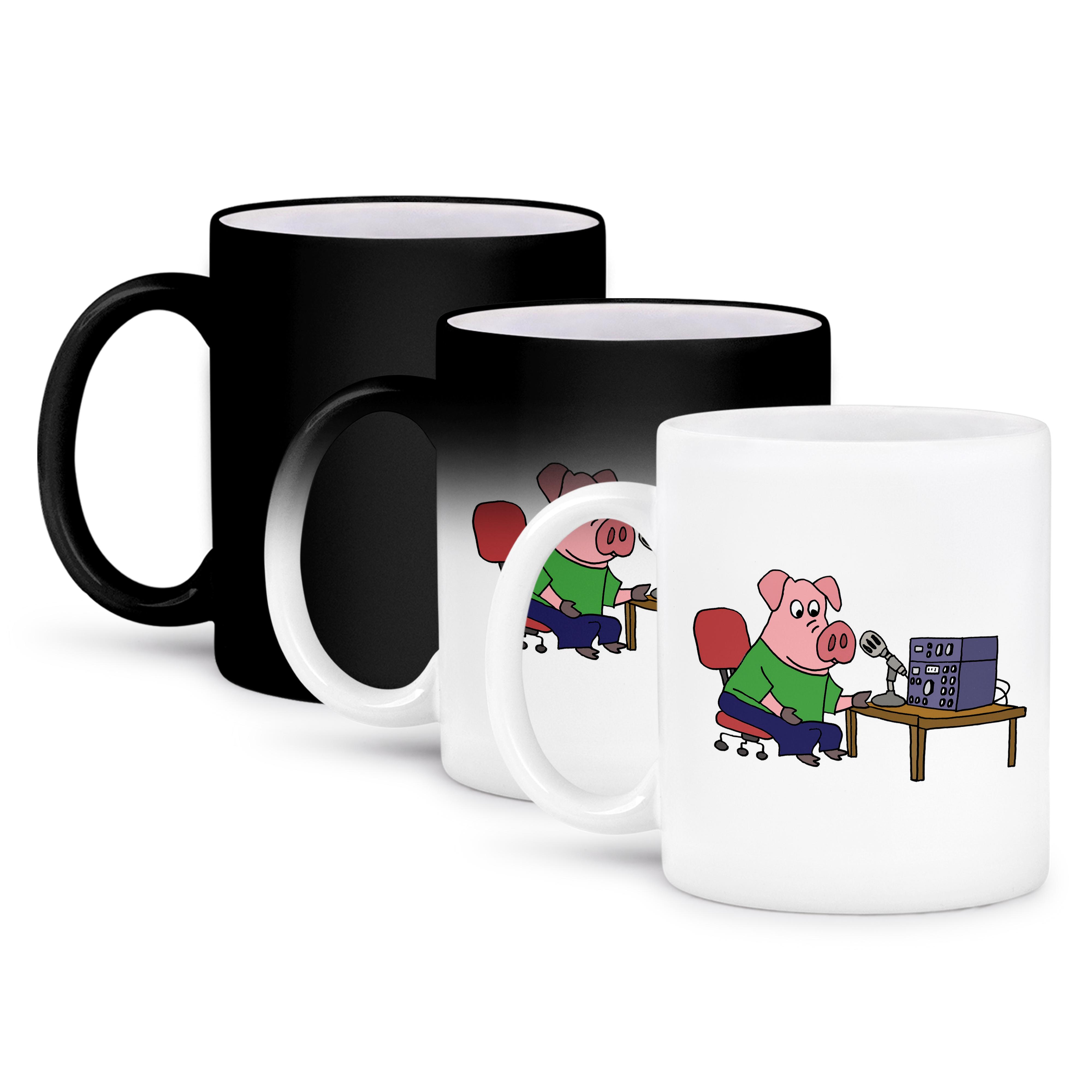 3dRose, Funny Pink Pig using HAM Radio Cartoon, Mug - Picture 57 of 99
