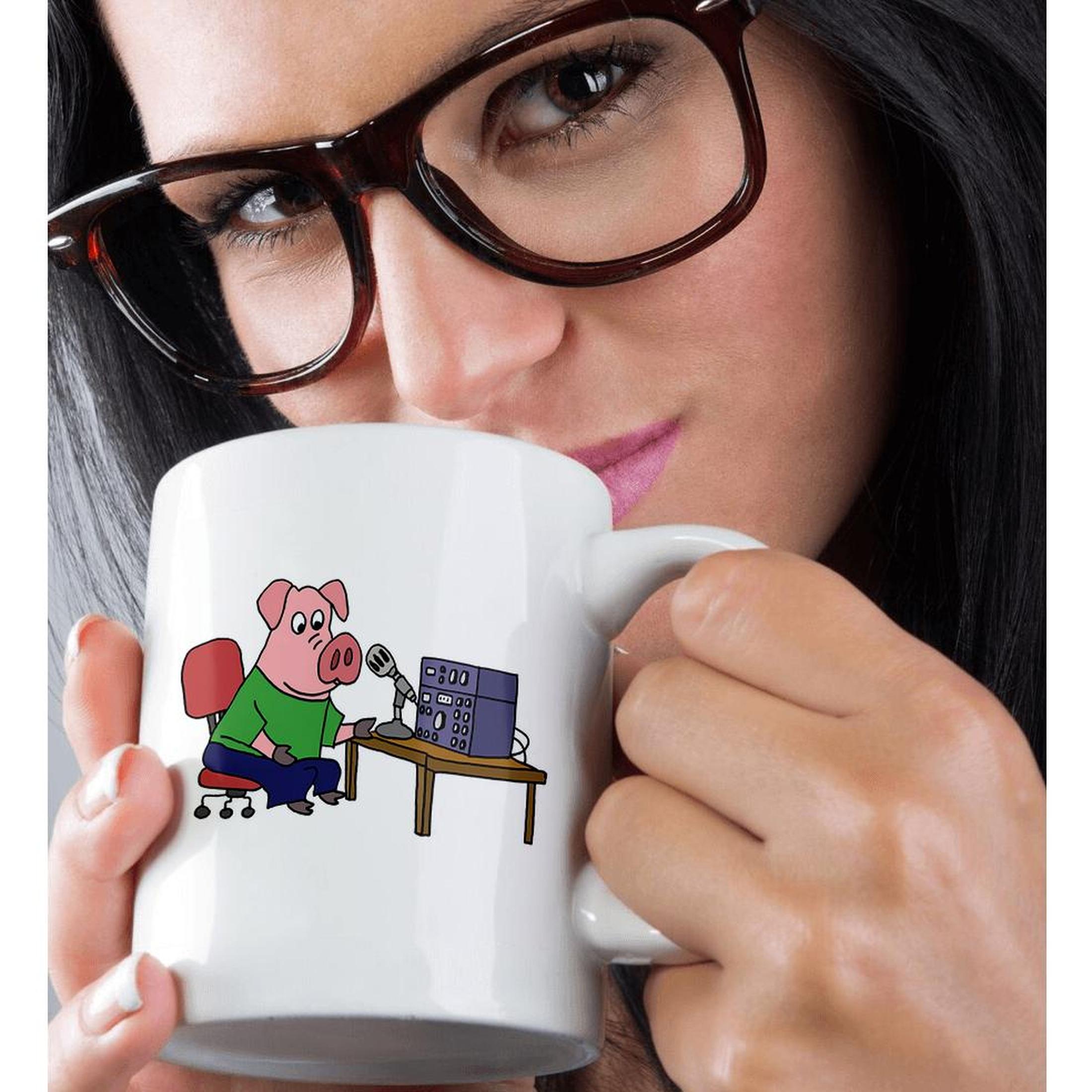 3dRose, Funny Pink Pig using HAM Radio Cartoon, Mug - Picture 30 of 99