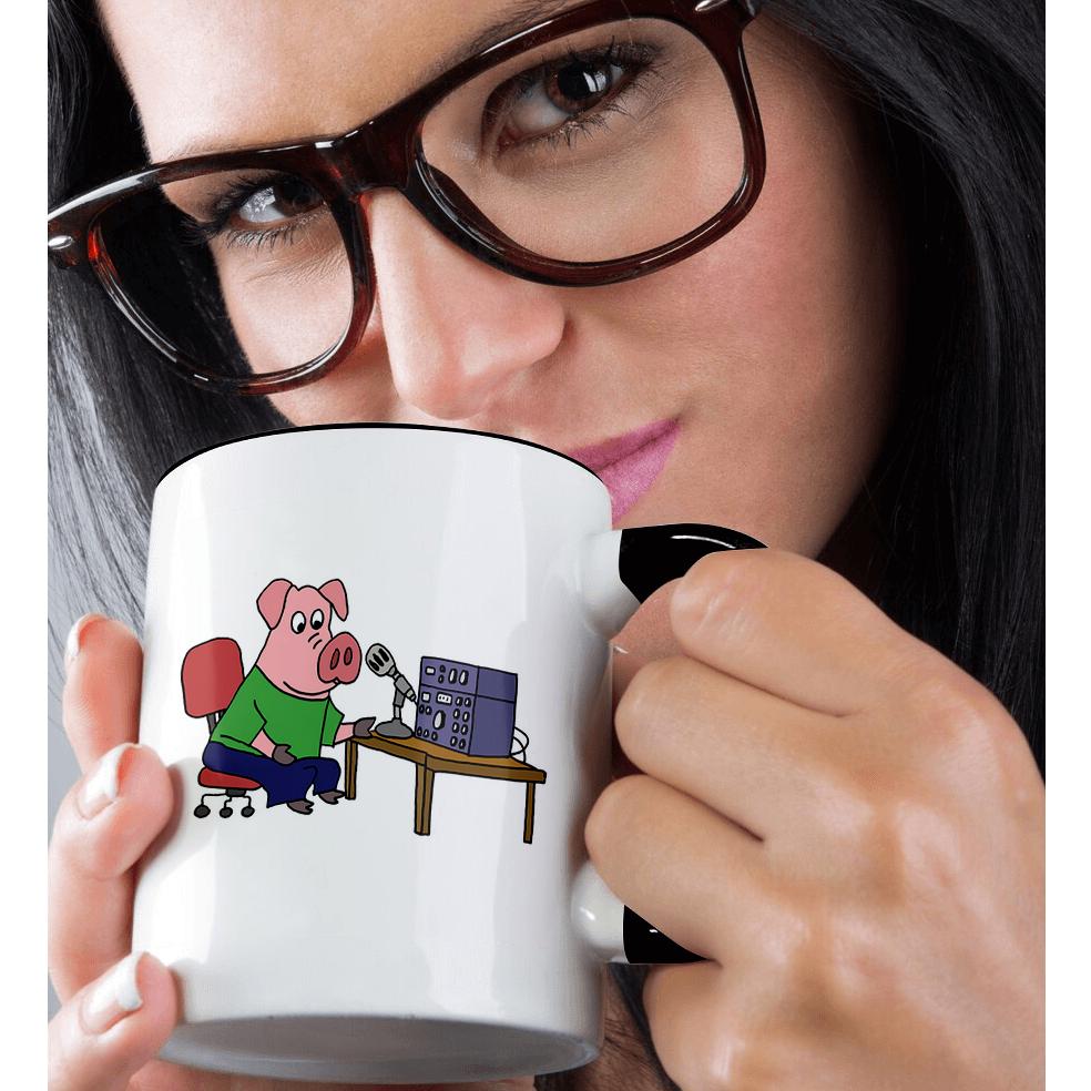 3dRose, Funny Pink Pig using HAM Radio Cartoon, Mug - Picture 16 of 99