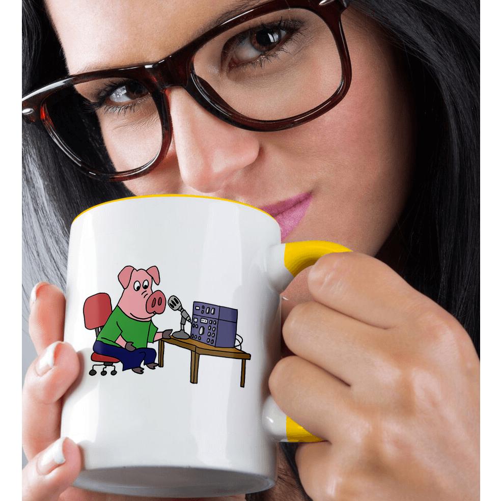 3dRose, Funny Pink Pig using HAM Radio Cartoon, Mug - Picture 37 of 99