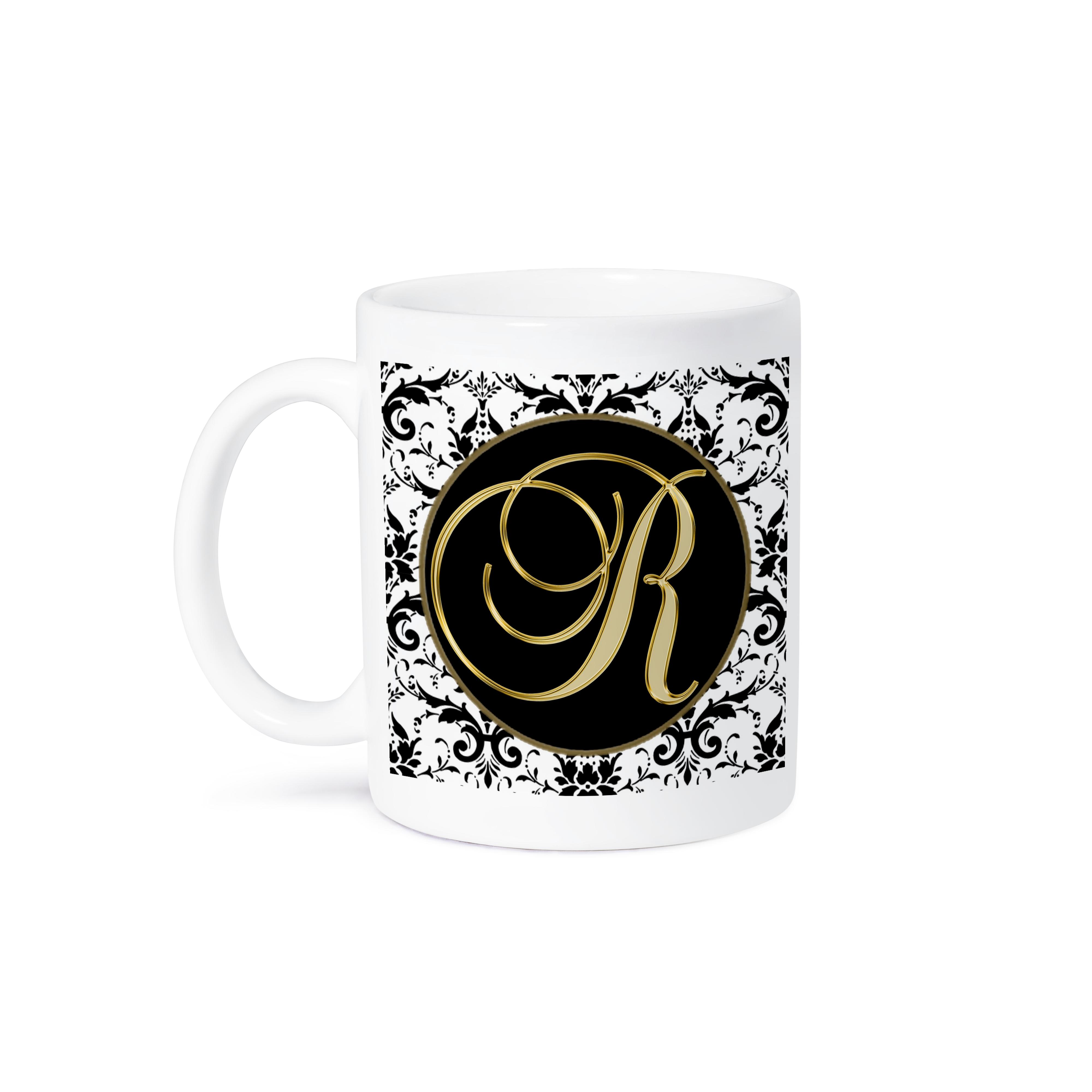 3dRose, Bild der Schrift Buchstabe R in schwarz weiß und gold, Tasse - Bild 15 von 99